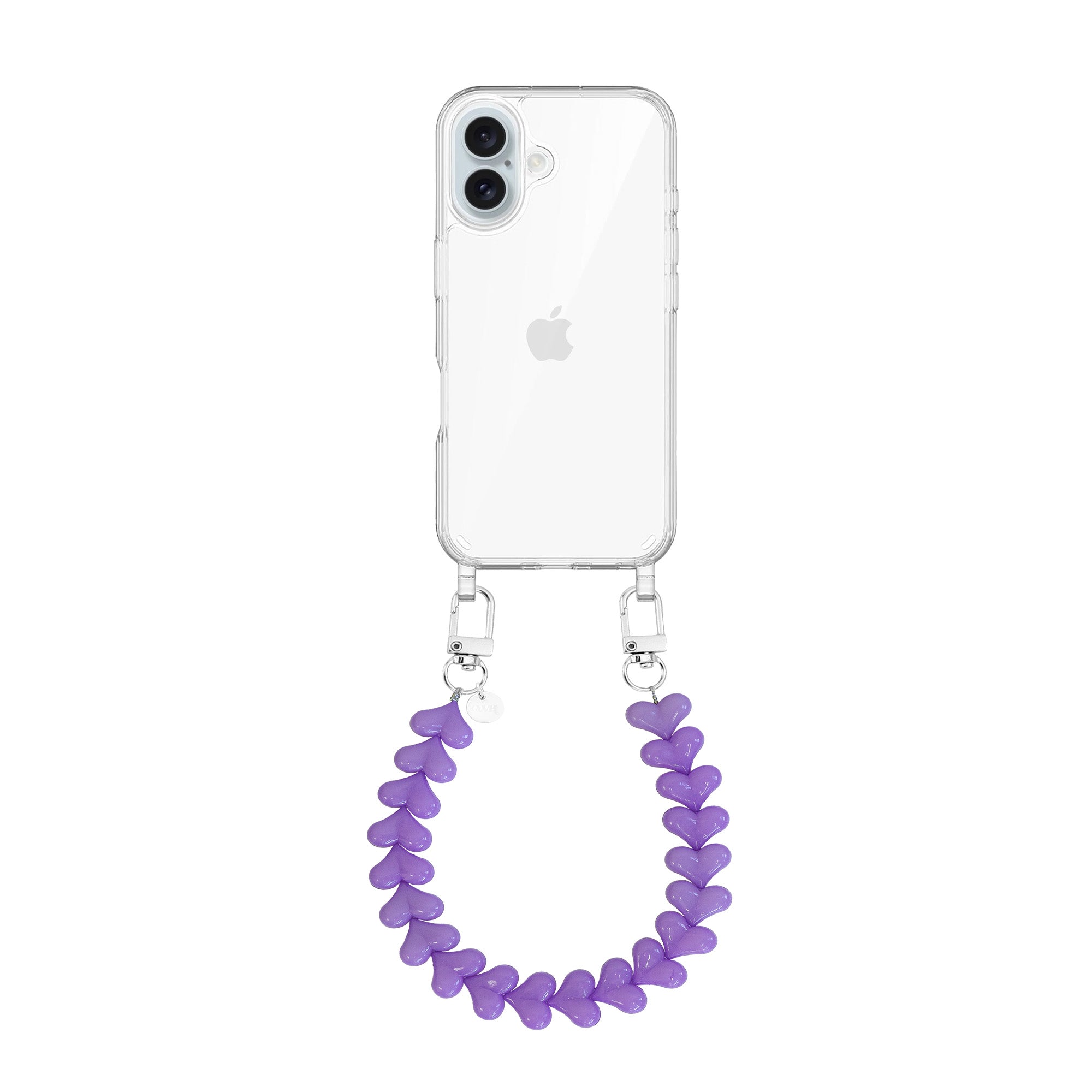 xoxo Wildhearts - iPhone 16 - Funky Hearts (Purple) Transparant Cord Case