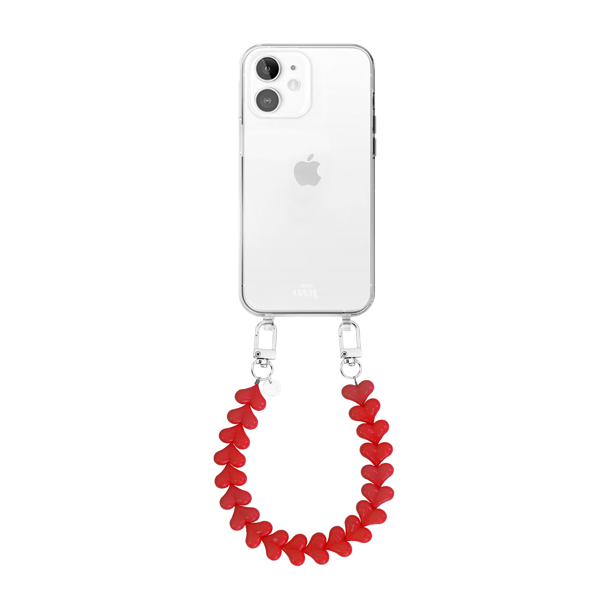 xoxo Wildhearts - iPhone 11 - Funky Hearts (Red) Transparant Cord Case