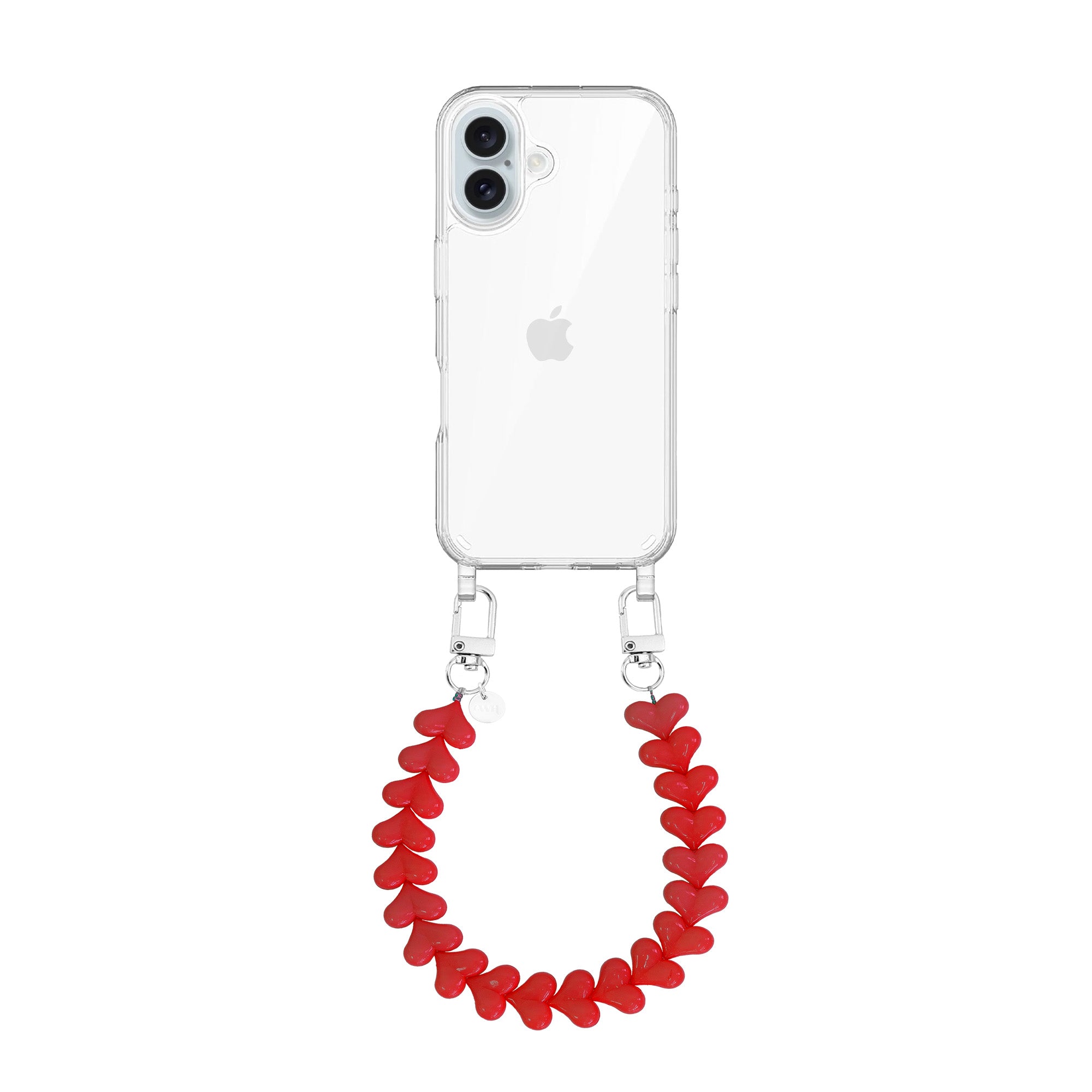 xoxo Wildhearts - iPhone 16 - Funky Hearts (Red) Transparant Cord Case
