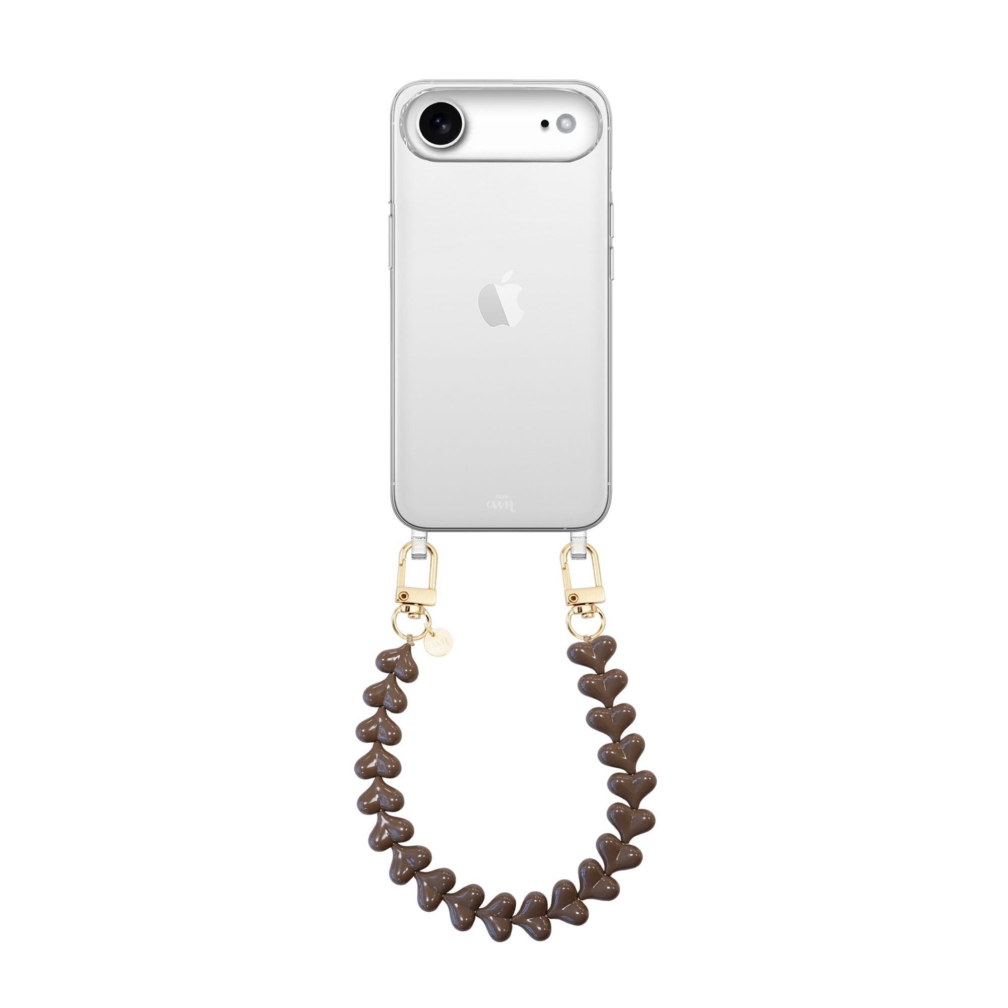 xoxo Wildhearts iPhone 17 Air - Funky Hearts (Dark Brown) Transparant Cord Case