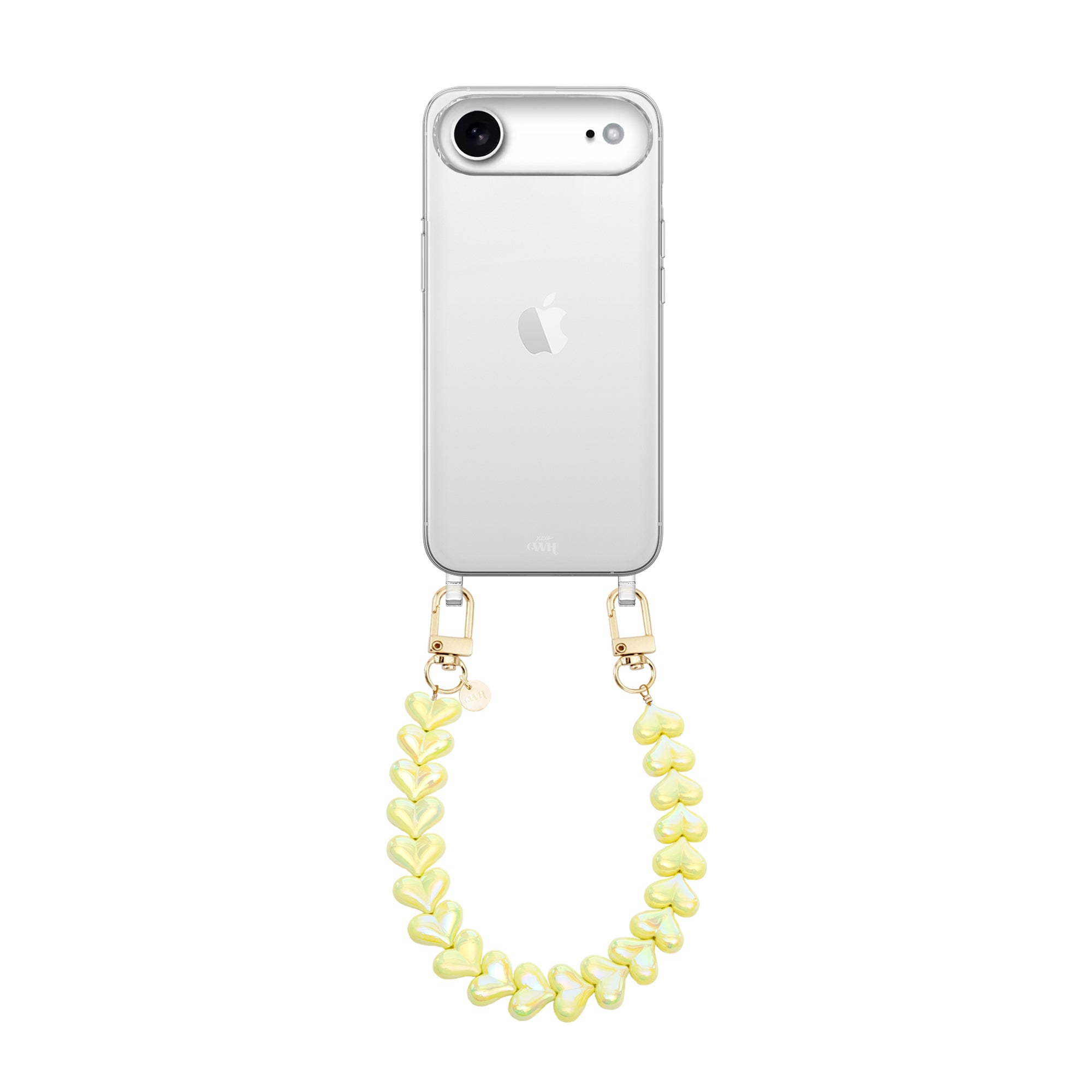 xoxo Wildhearts iPhone 17 Air - Funky Hearts (Yellow Metallic) Transparant Cord Case