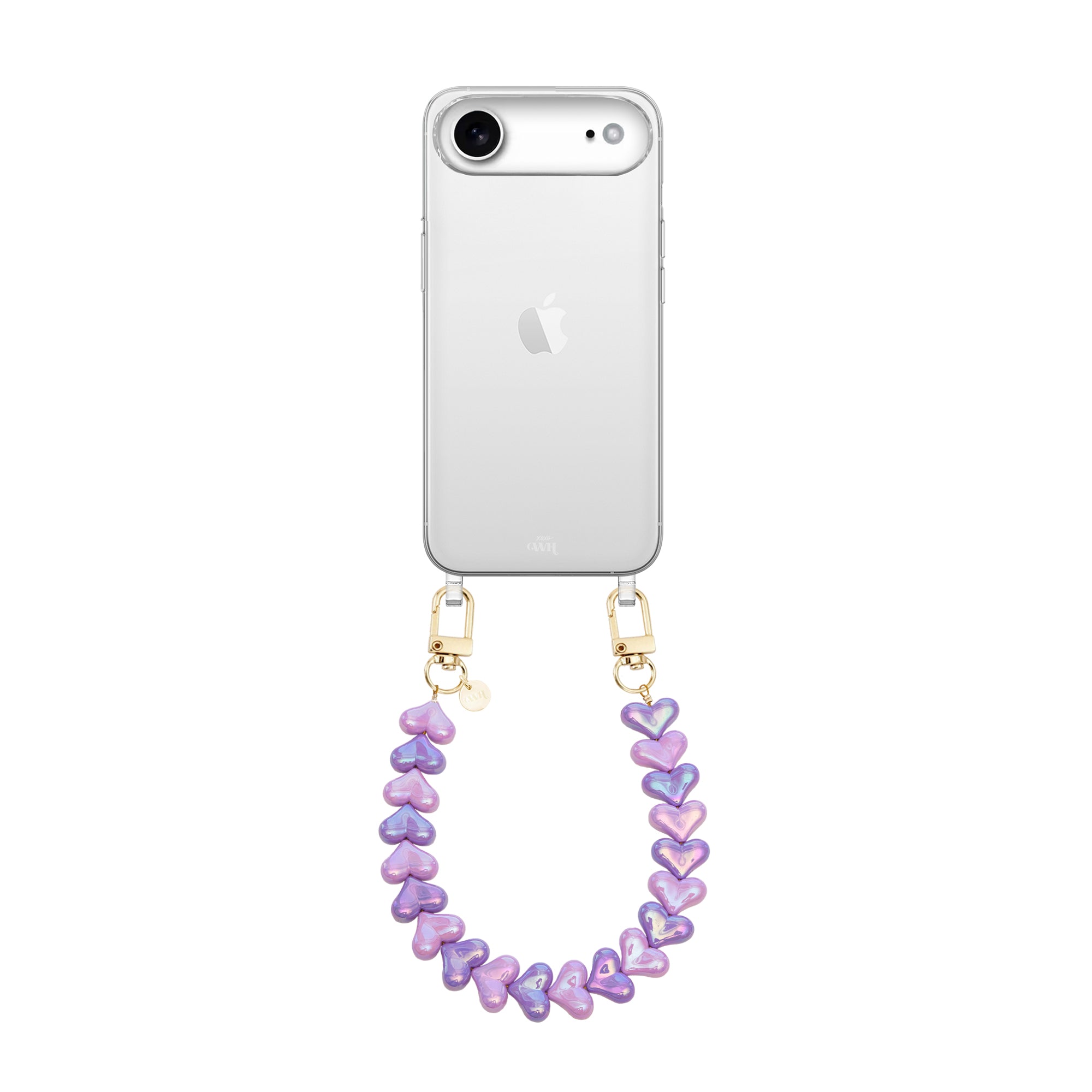 xoxo Wildhearts iPhone 17 Air - Funky Hearts (Pink & Purple Metallic) Transparant Cord Case