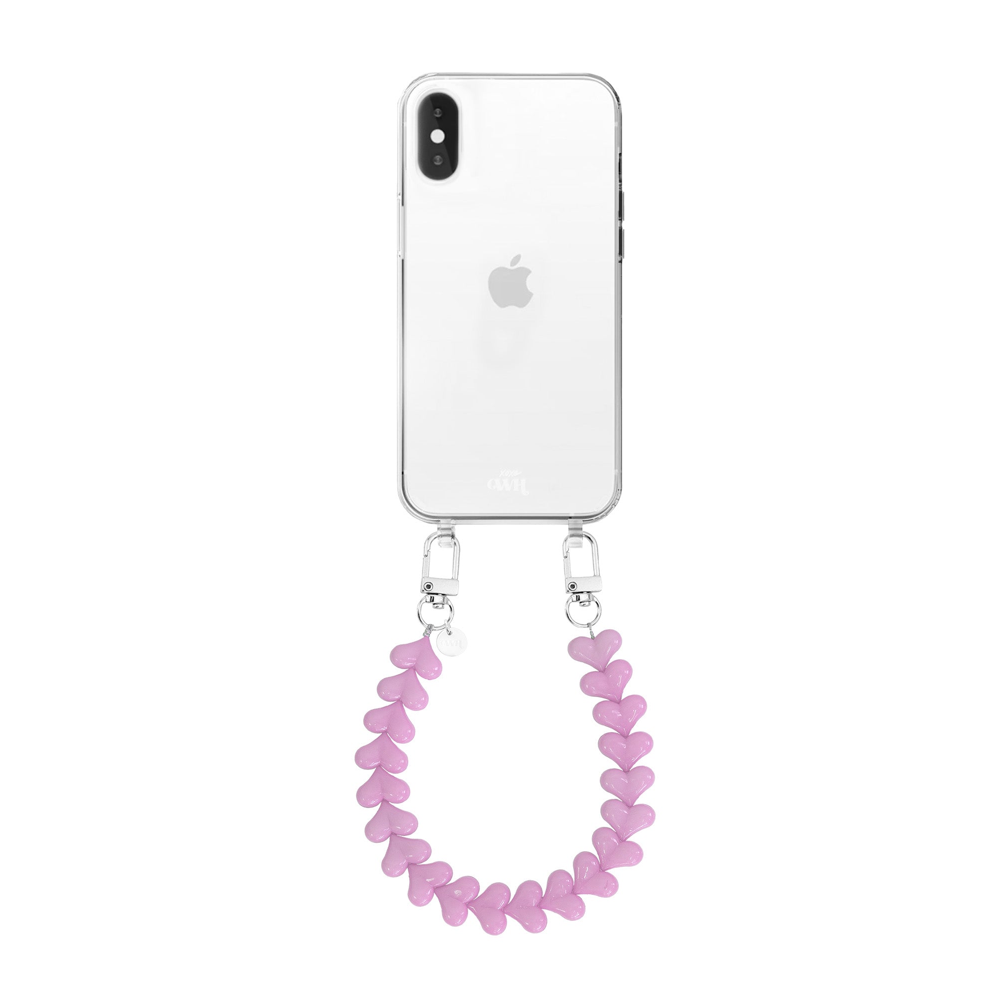 xoxo Wildhearts - iPhone X/XS - Funky Hearts (Pink) Transparant Cord Case