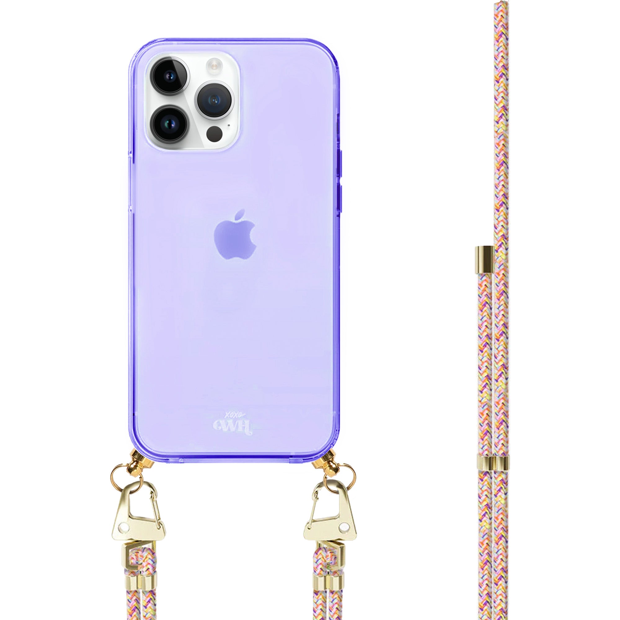 xoxo Wildhearts - iPhone 15 Pro - Rainbow Vibes Cord Case Purple