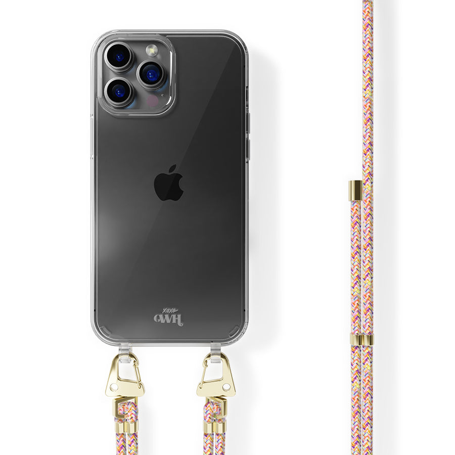 iPhone 12 Pro Max - Wildhearts Transparant Rainbow Vibes Cord Case