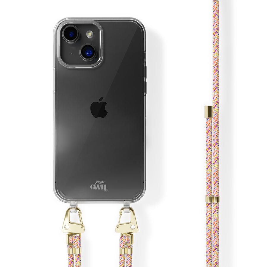 iPhone 13 - Wildhearts Transparant Rainbow Vibes Cord Case
