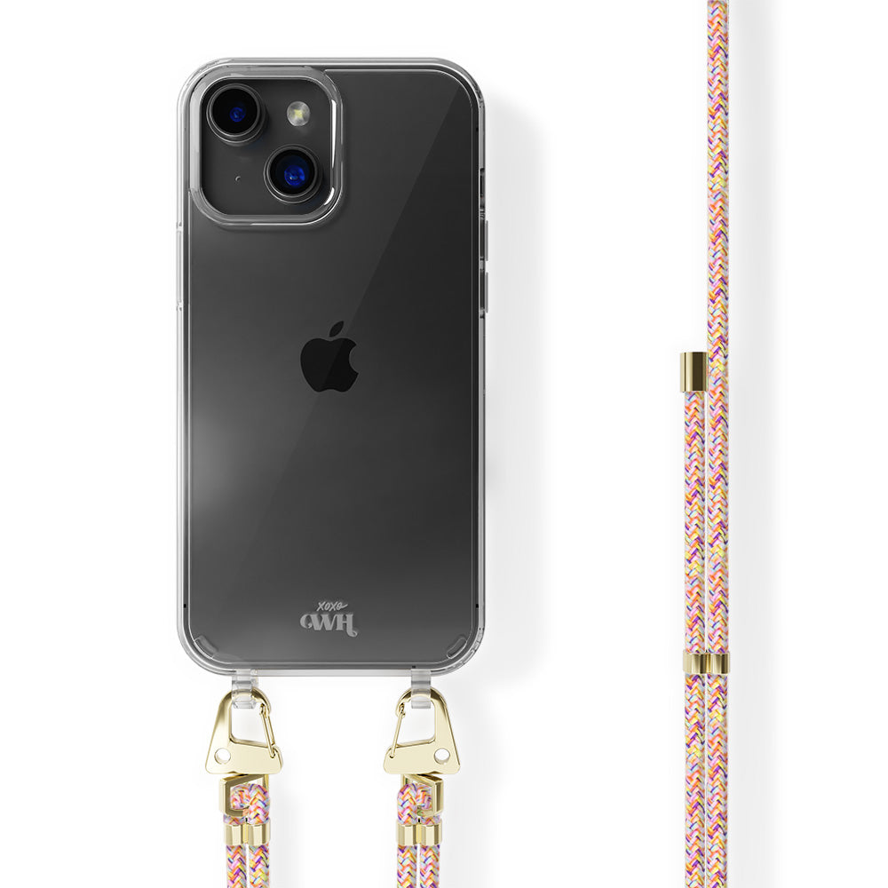 xoxo Wildhearts - iPhone 14 - Rainbow Vibes Transparant Cord Case