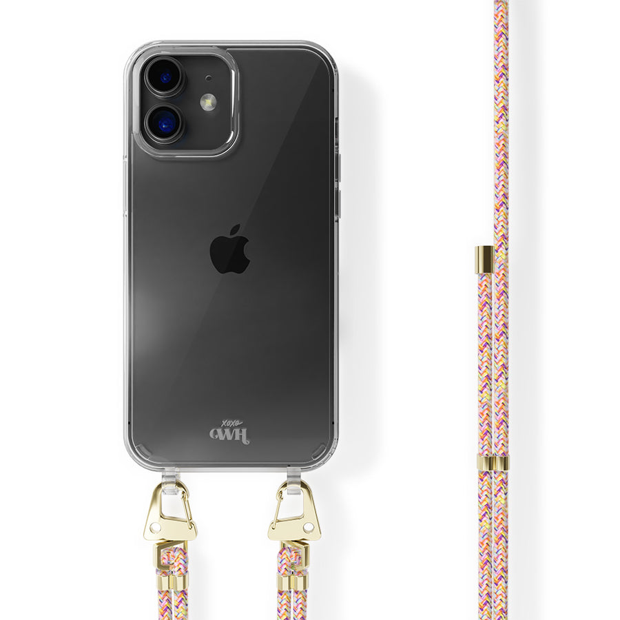 iPhone 12 - Wildhearts Transparant Rainbow Vibes Cord Case