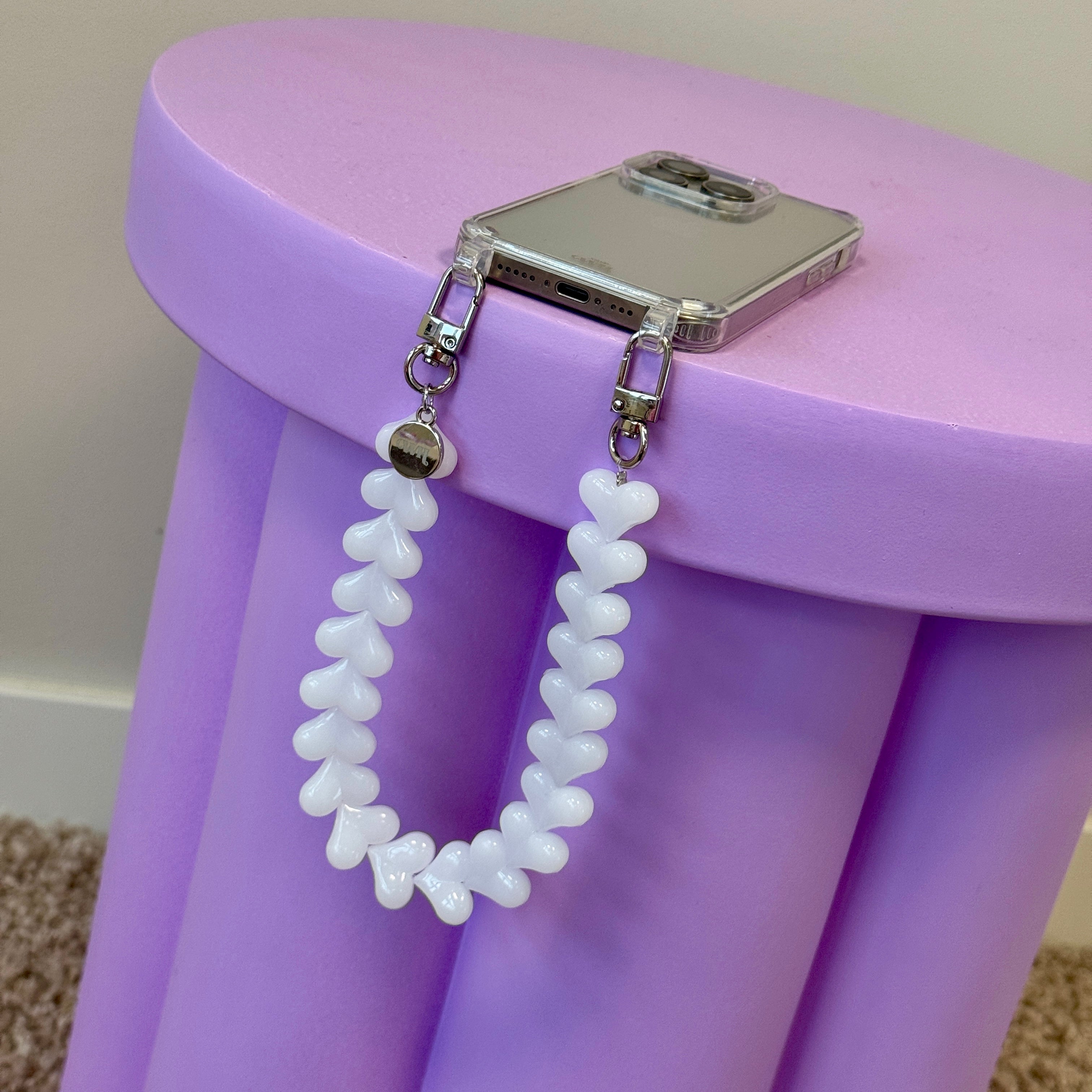 xoxo Wildhearts iPhone 17 Pro Max - Funky Hearts (White) Transparant Cord Case