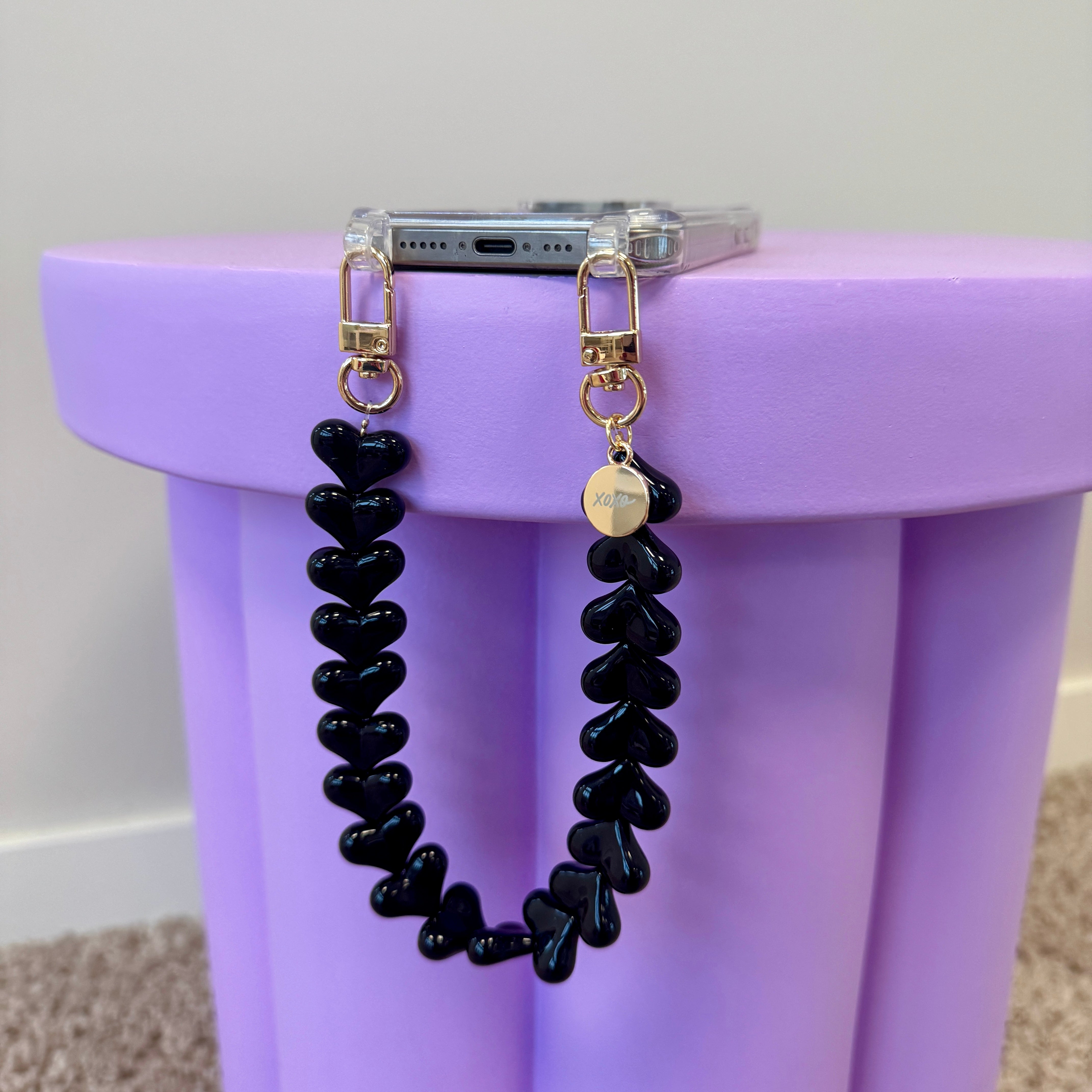 xoxo Wildhearts iPhone 17 Pro Max - Funky Hearts (Black) Transparant Cord Case