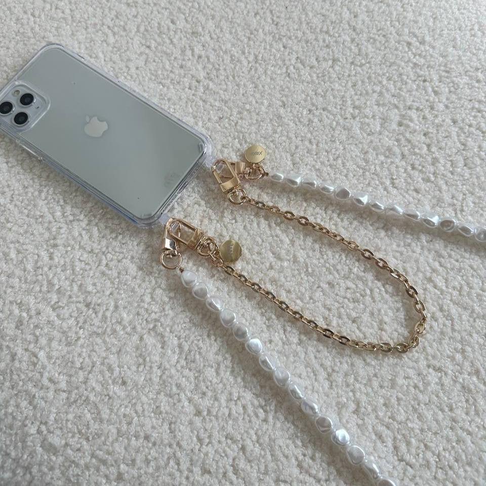 xoxo Wildhearts - iPhone 12 - Pearlfection Transparant Cord Case - Long cord