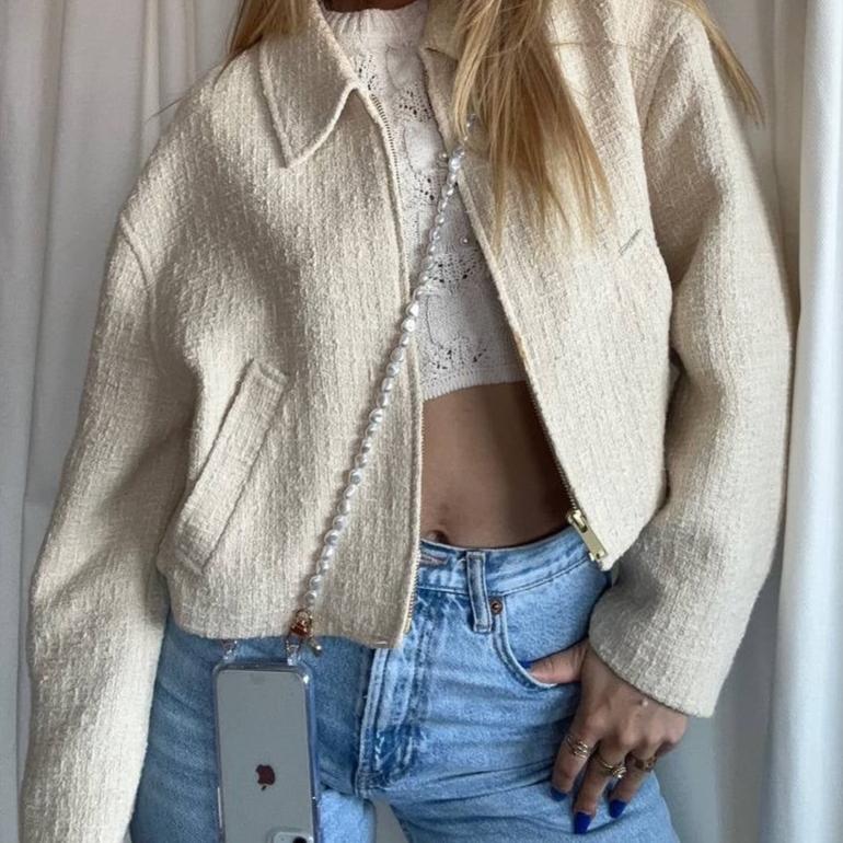 xoxo Wildhearts Samsung Galaxy S23 Ultra - Pearlfection Transparant Cord Case - Long cord