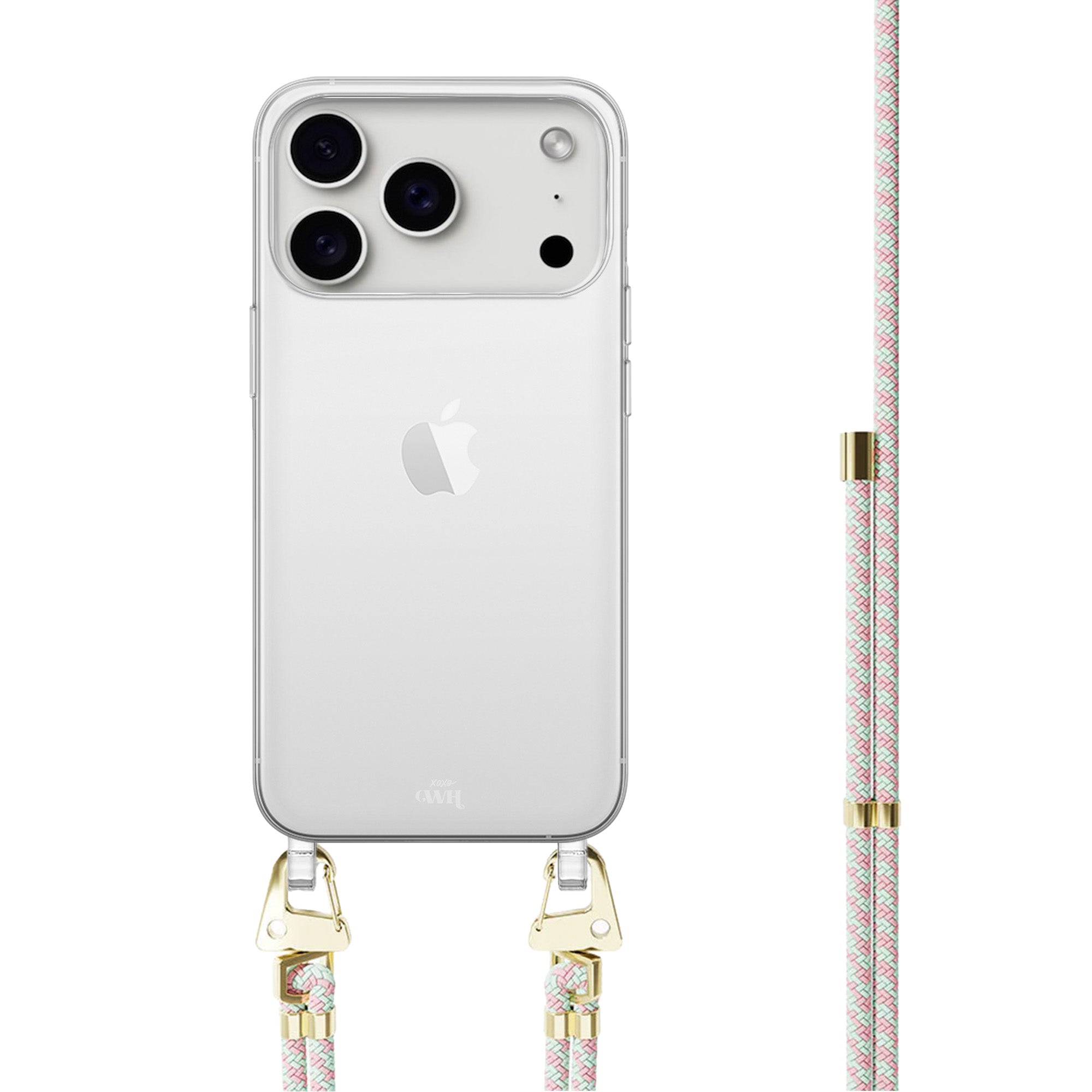 xoxo Wildhearts iPhone 17 Pro Max - Aqua Pink Transparant Cord Case