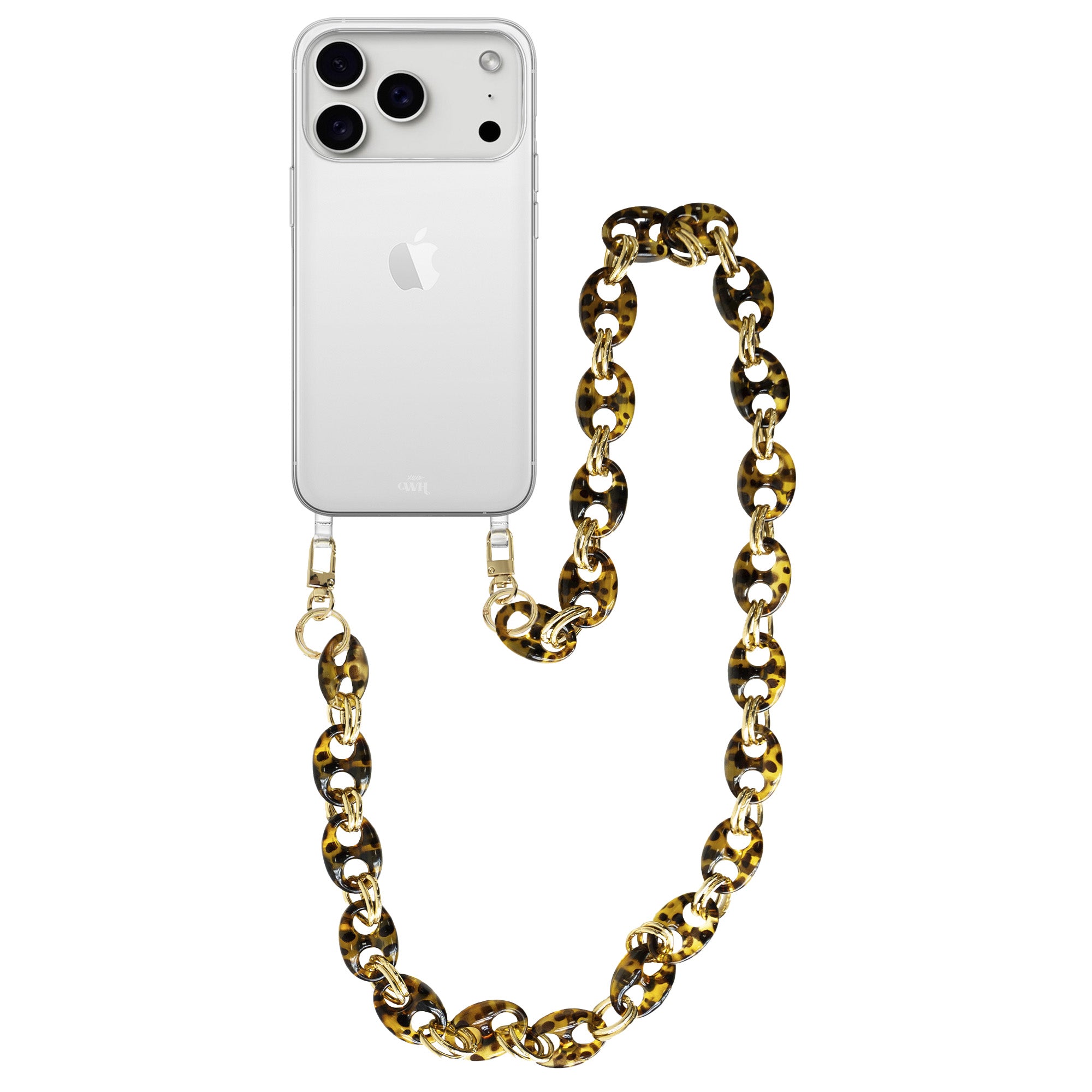 xoxo Wildhearts iPhone 17 Pro Max - Marble Brown Transparant Cord Case - Long Cord