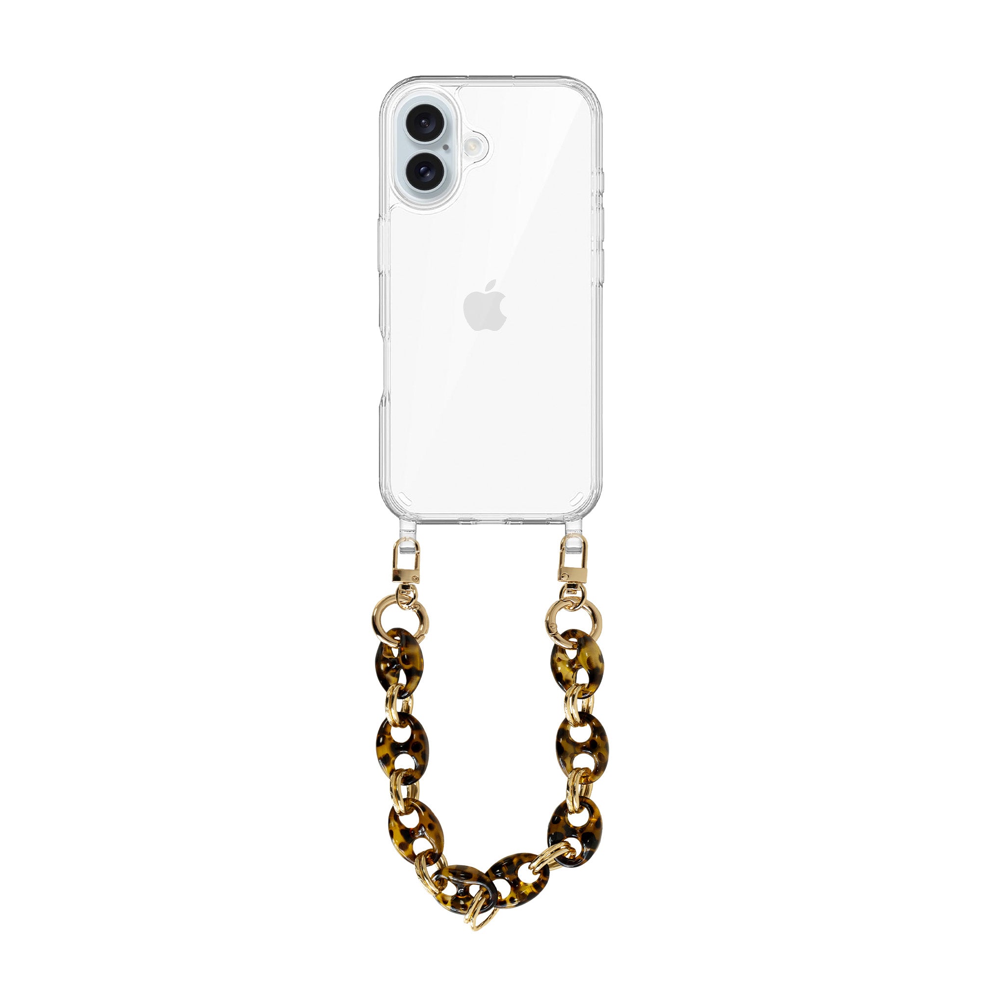 xoxo Wildhearts - iPhone 16 - Marble Brown Transparant Cord Case - Short Cord