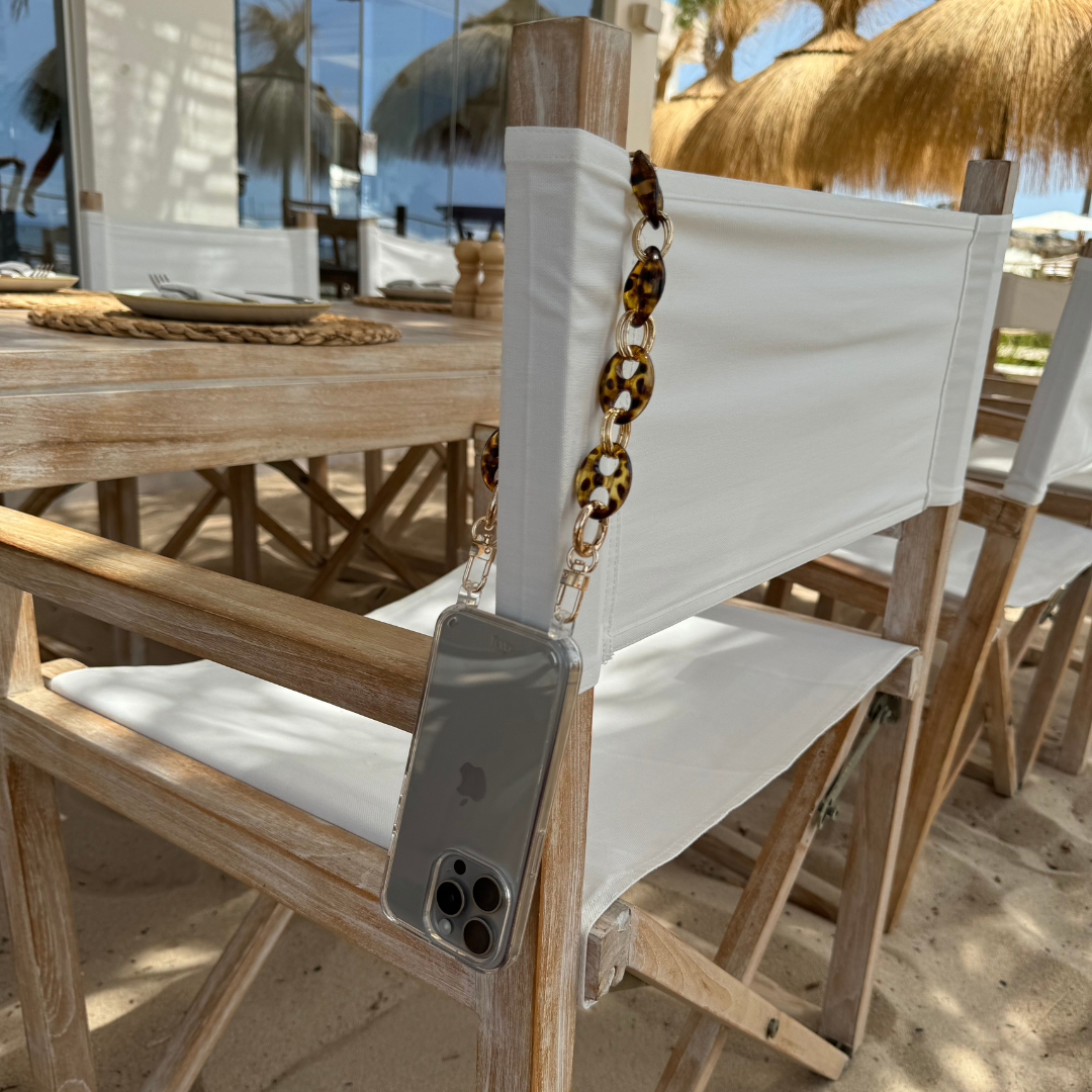 xoxo Wildhearts - iPhone XS Max - Marble Brown Transparant Cord Case - Short Cord