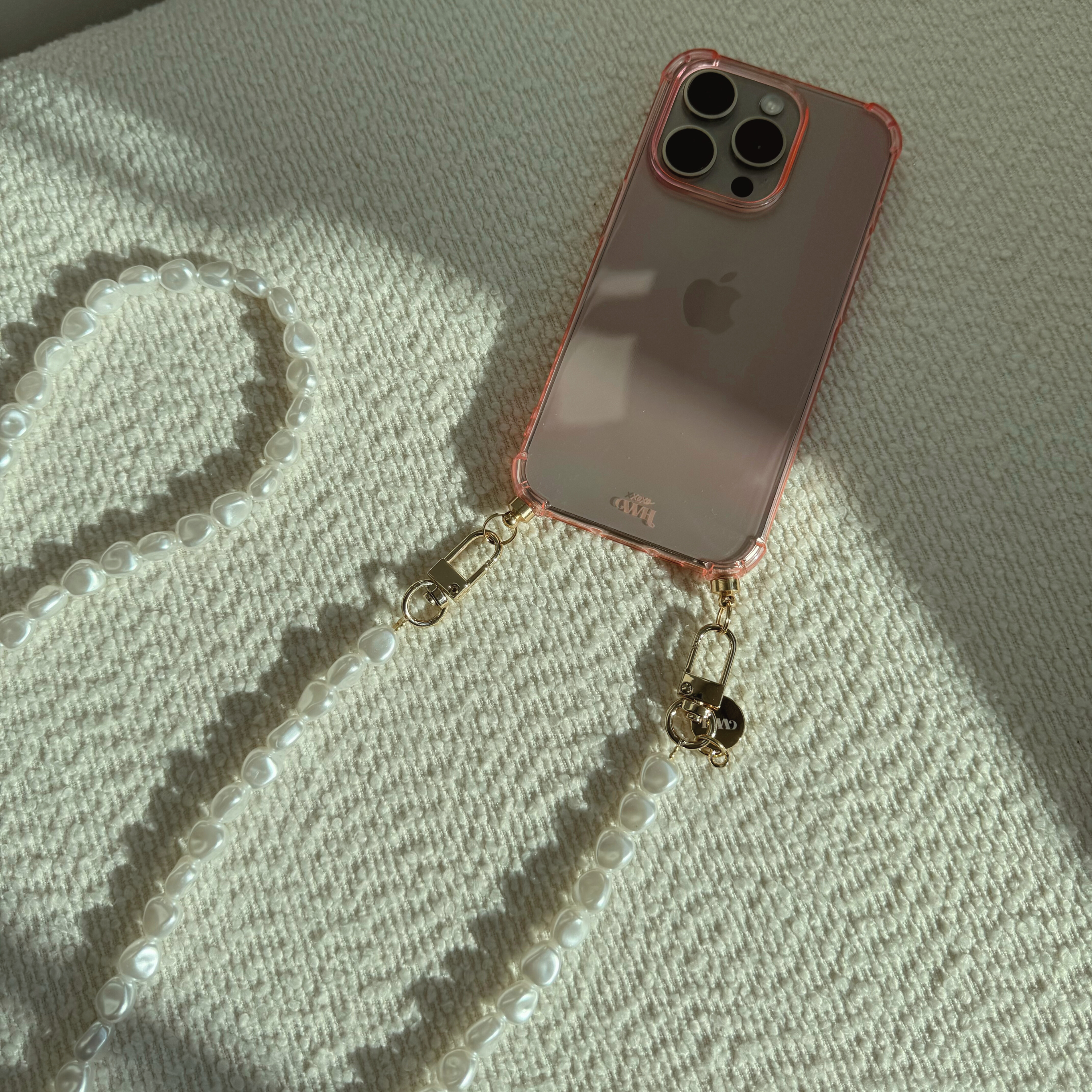 xoxo Wildhearts - iPhone 14 - Pearlfection Cord Case Pink - Long Cord