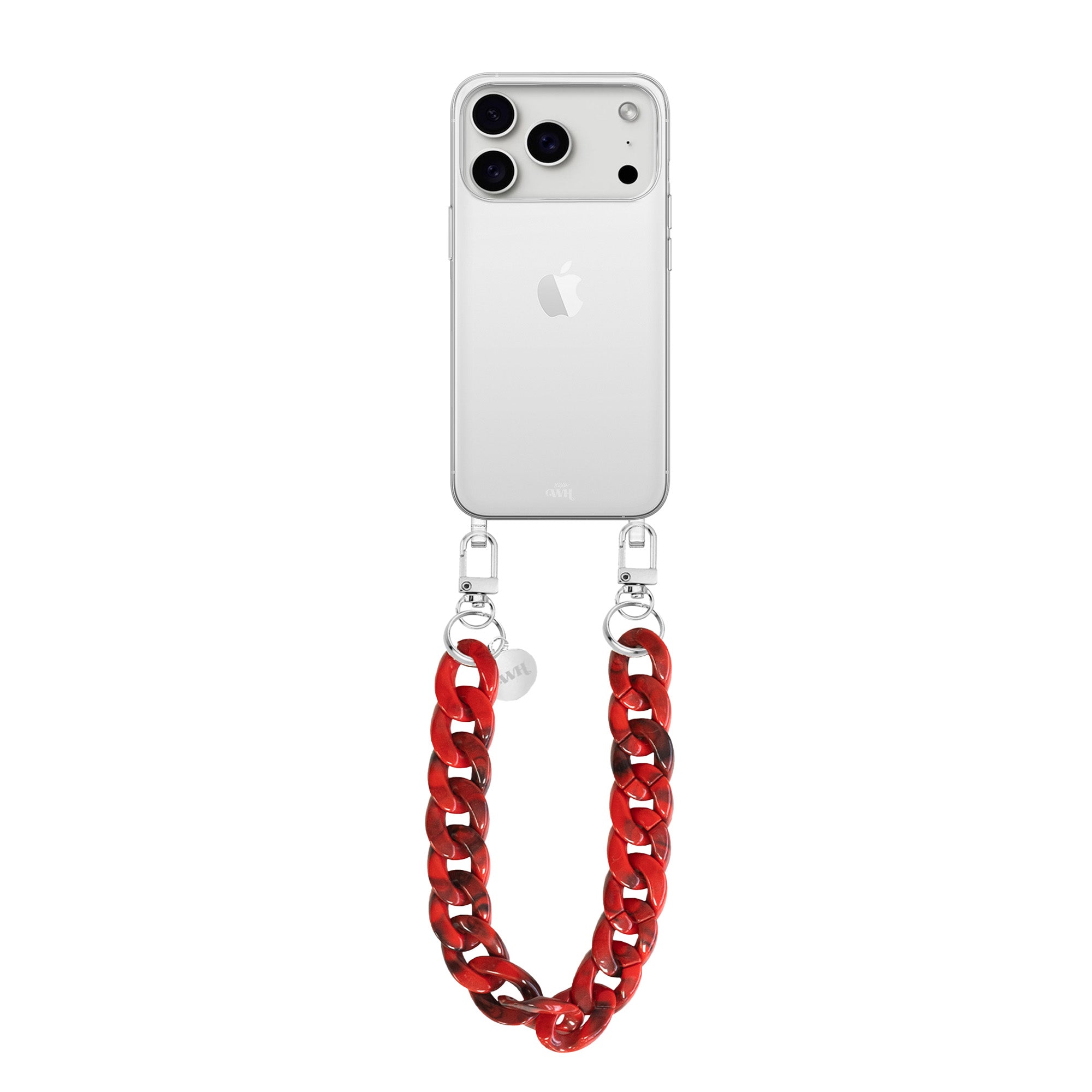 xoxo Wildhearts iPhone 17 Pro Max - Red Roses Transparant Cord Case - Short Cord