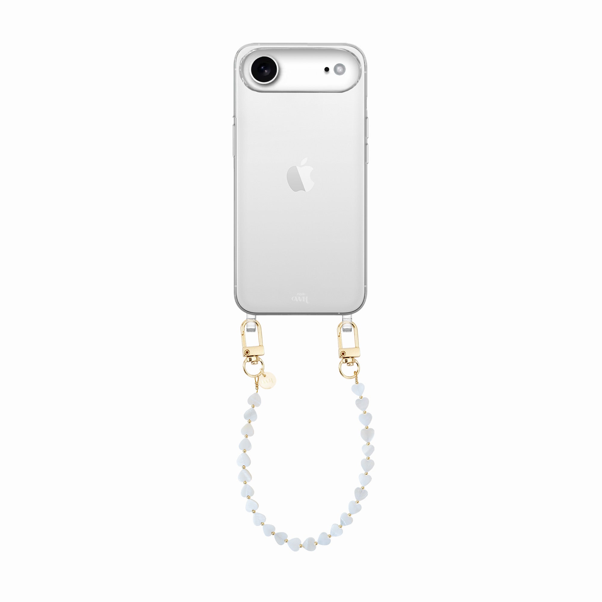 xoxo Wildhearts iPhone 17 Air - Shell Hearts (Beige) Transparant Cord Case - Short cord
