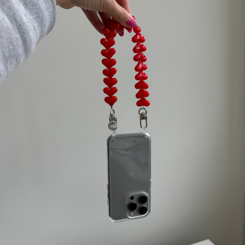 xoxo Wildhearts iPhone 17 Pro Max - Funky Hearts (Red) Transparant Cord Case