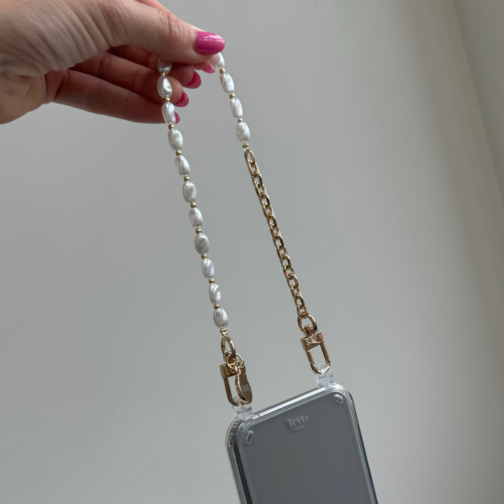 xoxo Wildhearts iPhone 17 - Over The Moon Transparant Cord Case - Short Cord