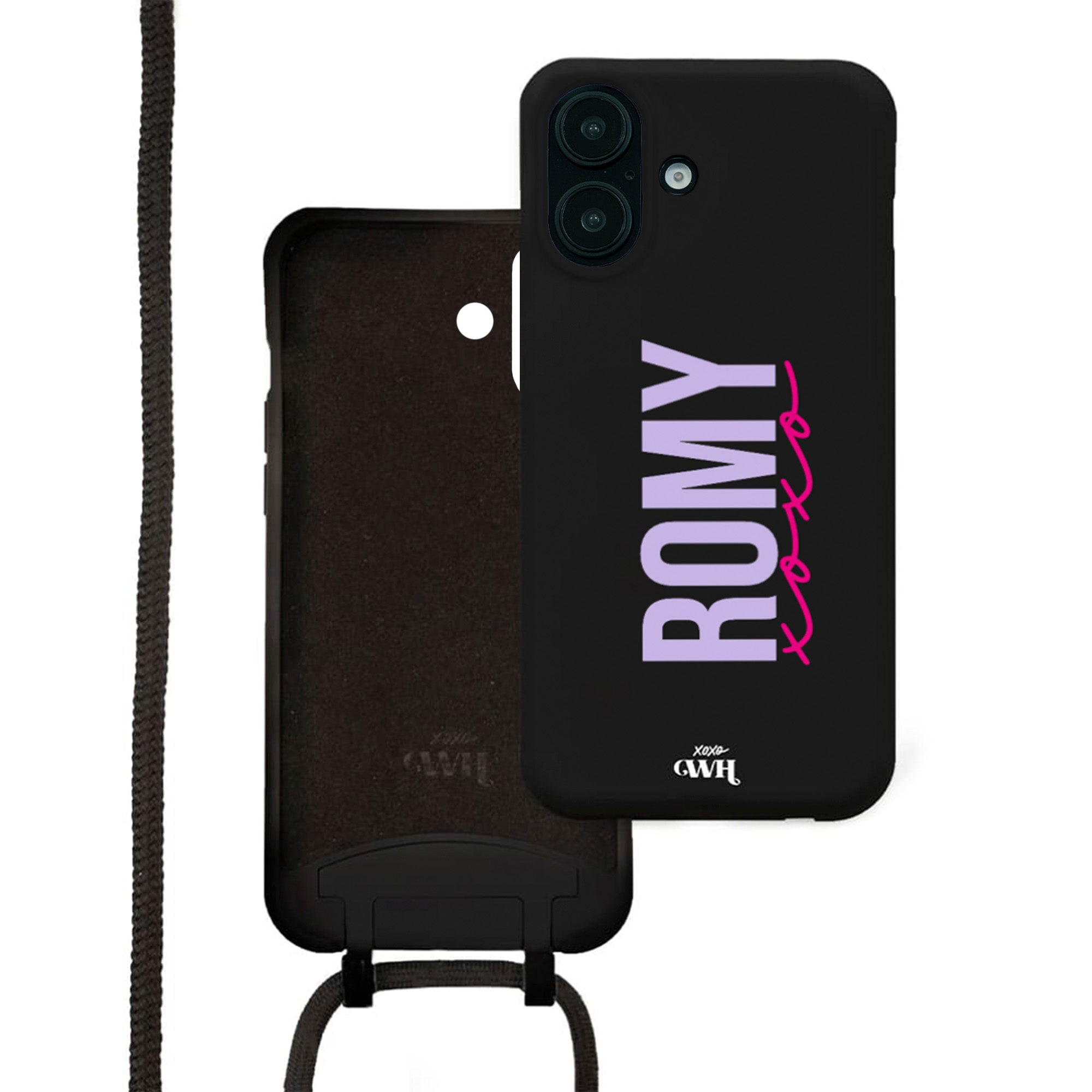 xoxo Wildhearts - iPhone 16 - Black Personalized Cord Case