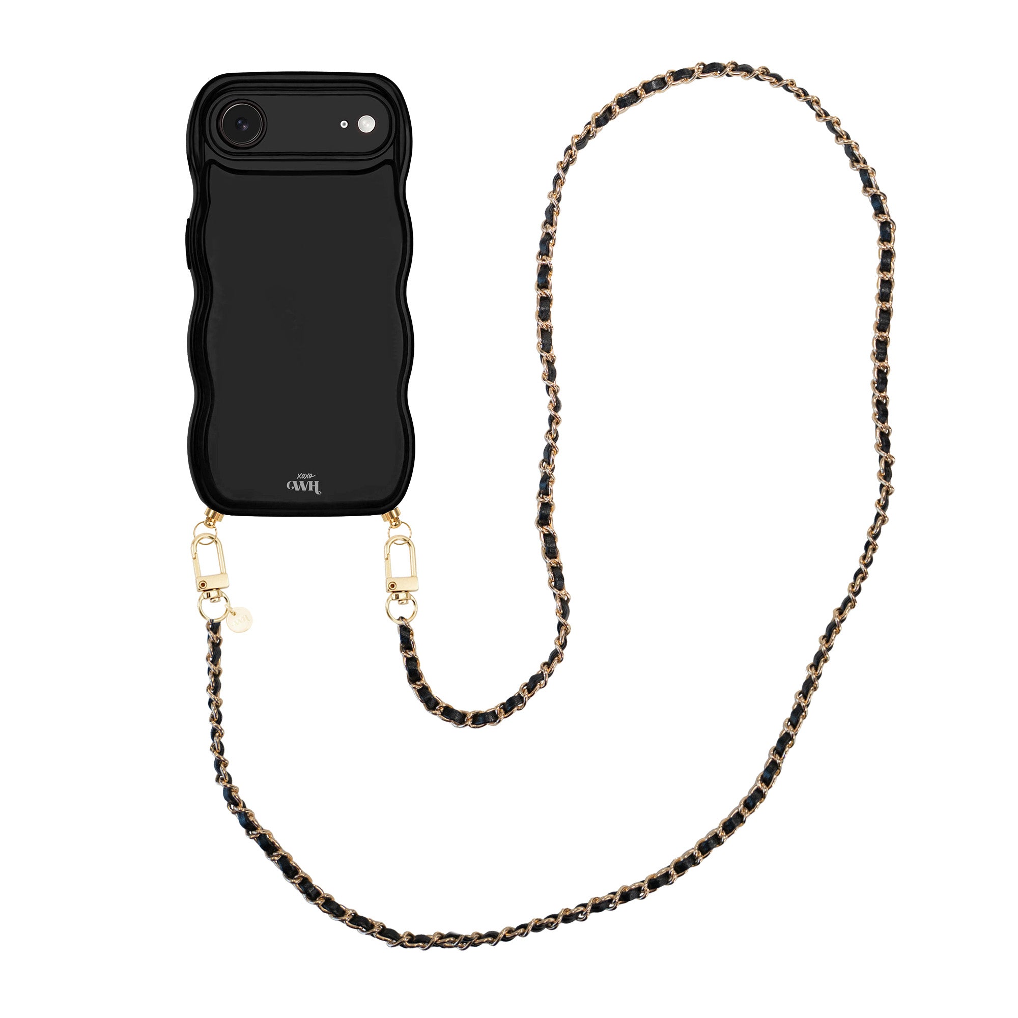 xoxo Wildhearts Glossy Wavy Cord Case Black - Classic Chain Black (long) - iPhone 17 Air