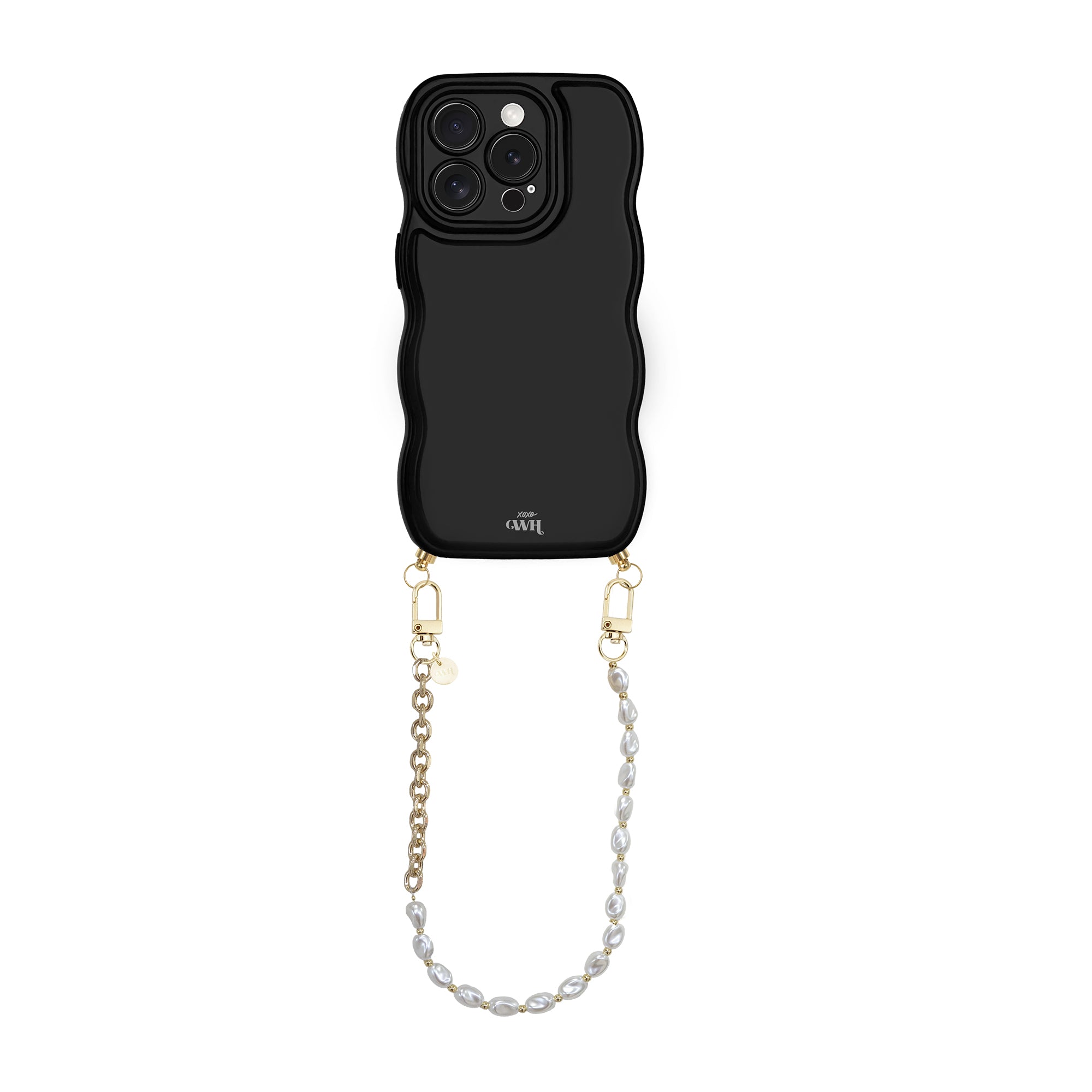xoxo Wildhearts Glossy Wavy Cord Case Black - Over The Moon (short) - iPhone 16 Pro Max