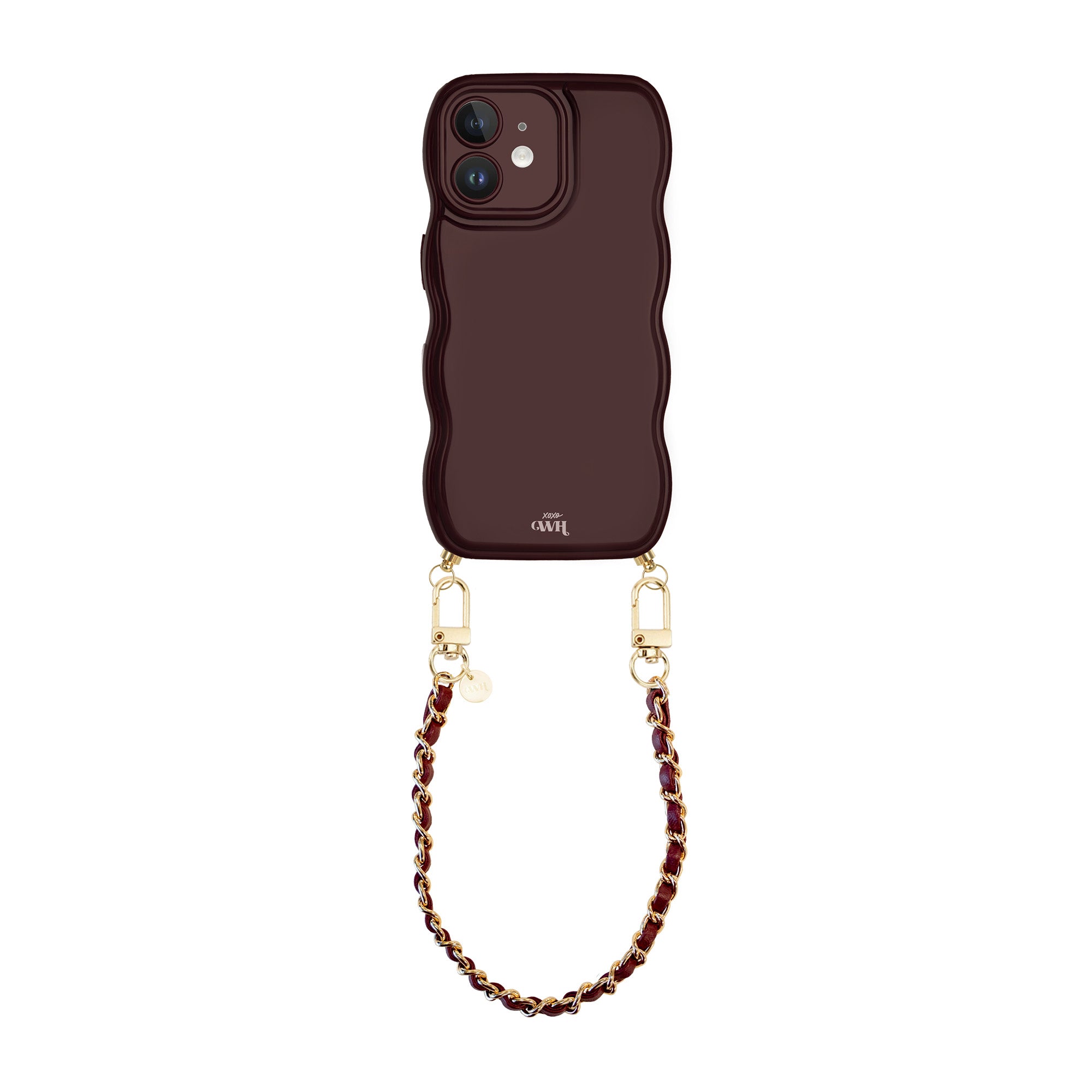xoxo Wildhearts Glossy Wavy Cord Case Burgundy - Classic Chain Burgundy (short) - iPhone 11