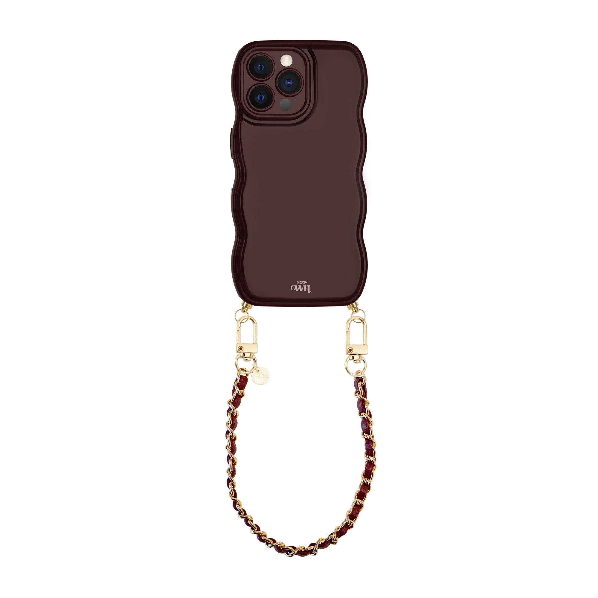xoxo Wildhearts Glossy Wavy Cord Case Burgundy - Classic Chain Burgundy (short) - iPhone 12 Pro