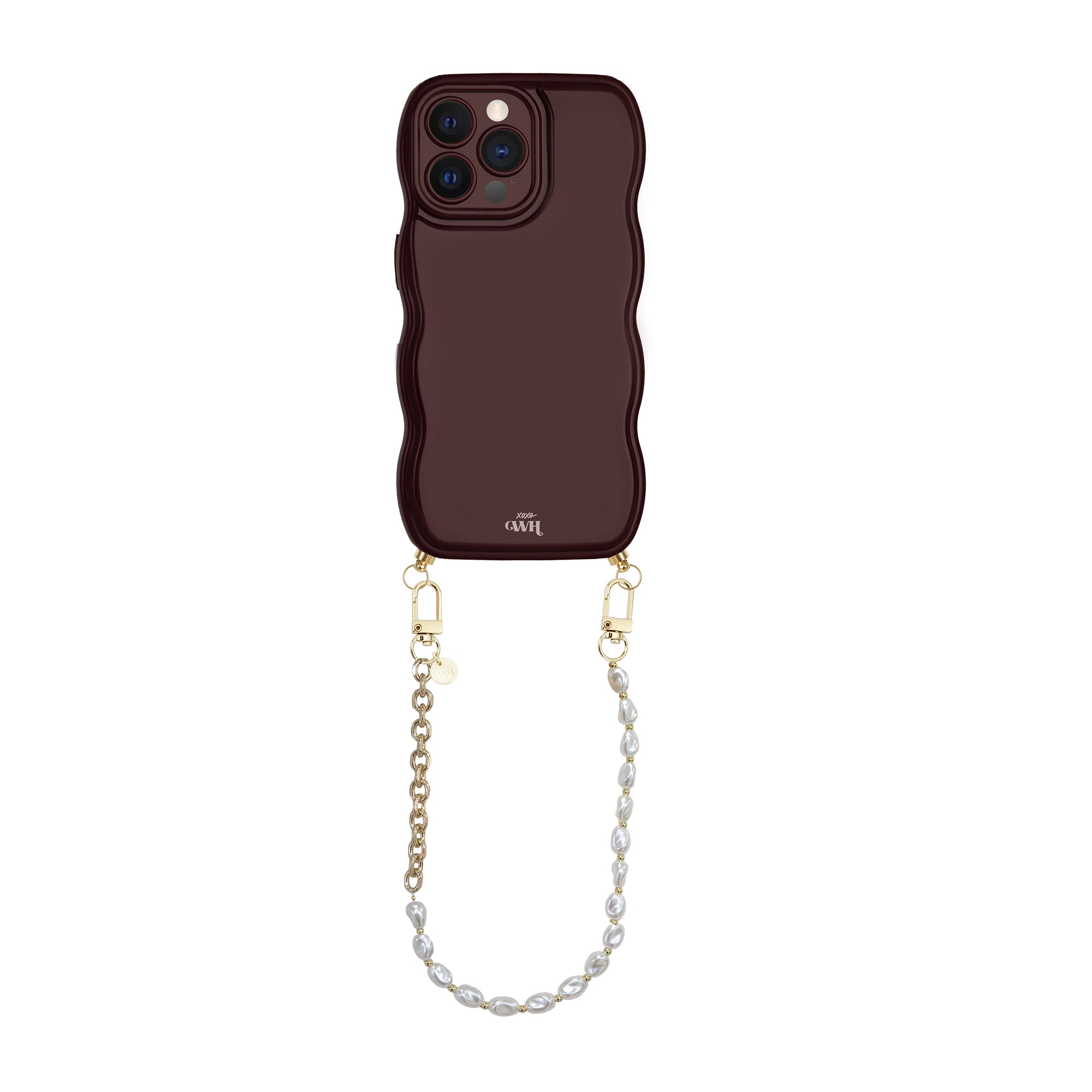 xoxo Wildhearts Glossy Wavy Cord Case Burgundy - Over The Moon (short) - iPhone 12 Pro Max
