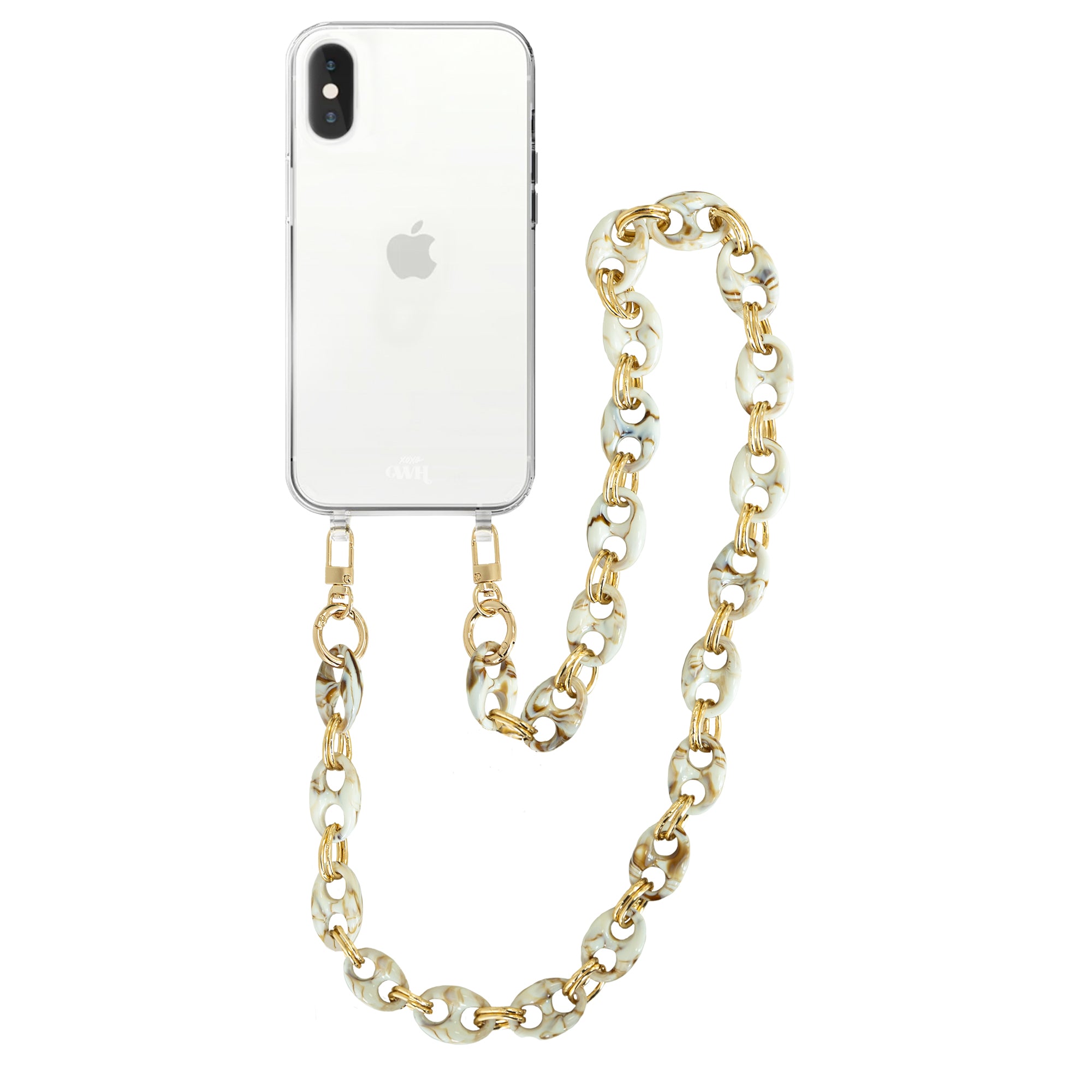 xoxo Wildhearts - iPhone XS Max - Marble Creme Transparant Cord Case - Long Cord