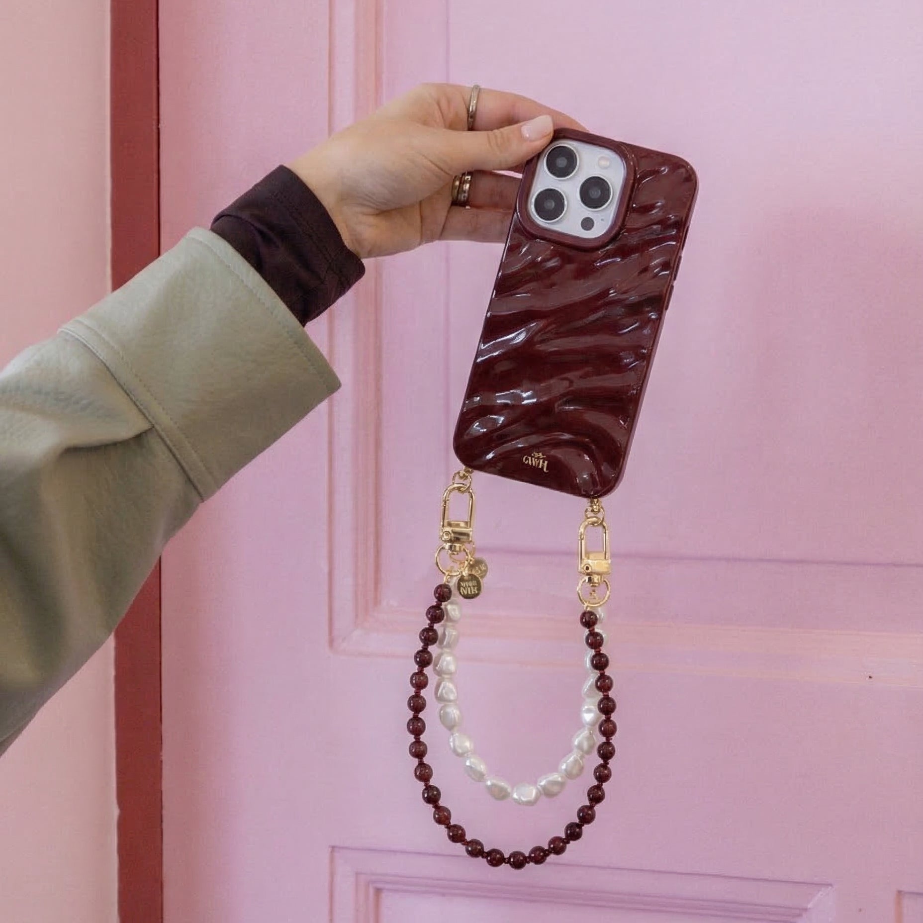 Glaze Cord Case - Burgundy Muse & Pearls