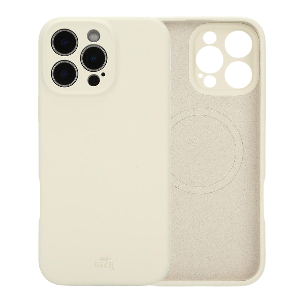 Shockproof silicone case MagSafe Camera Protection Beige - iPhone 15 Pro