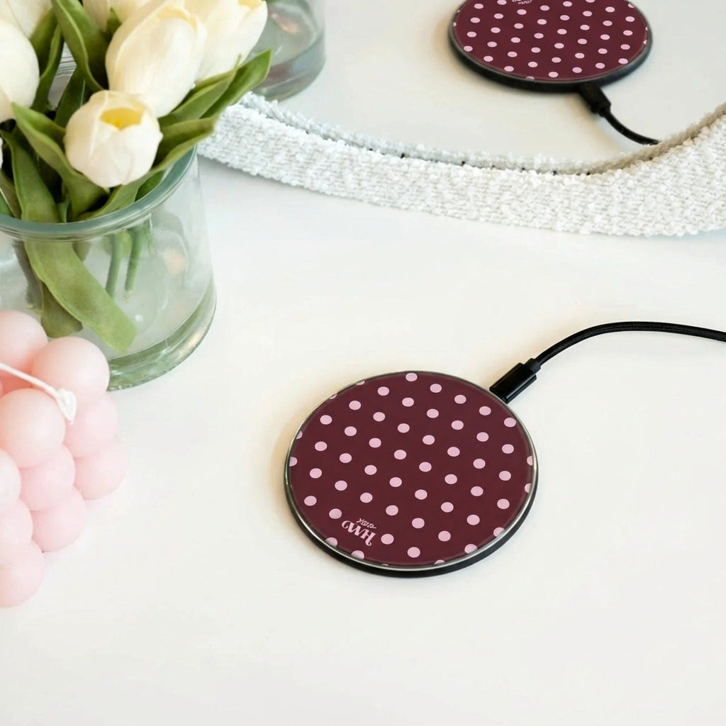 xoxo Wildhearts Wireless Charger - Polka Dots (Burgundy)