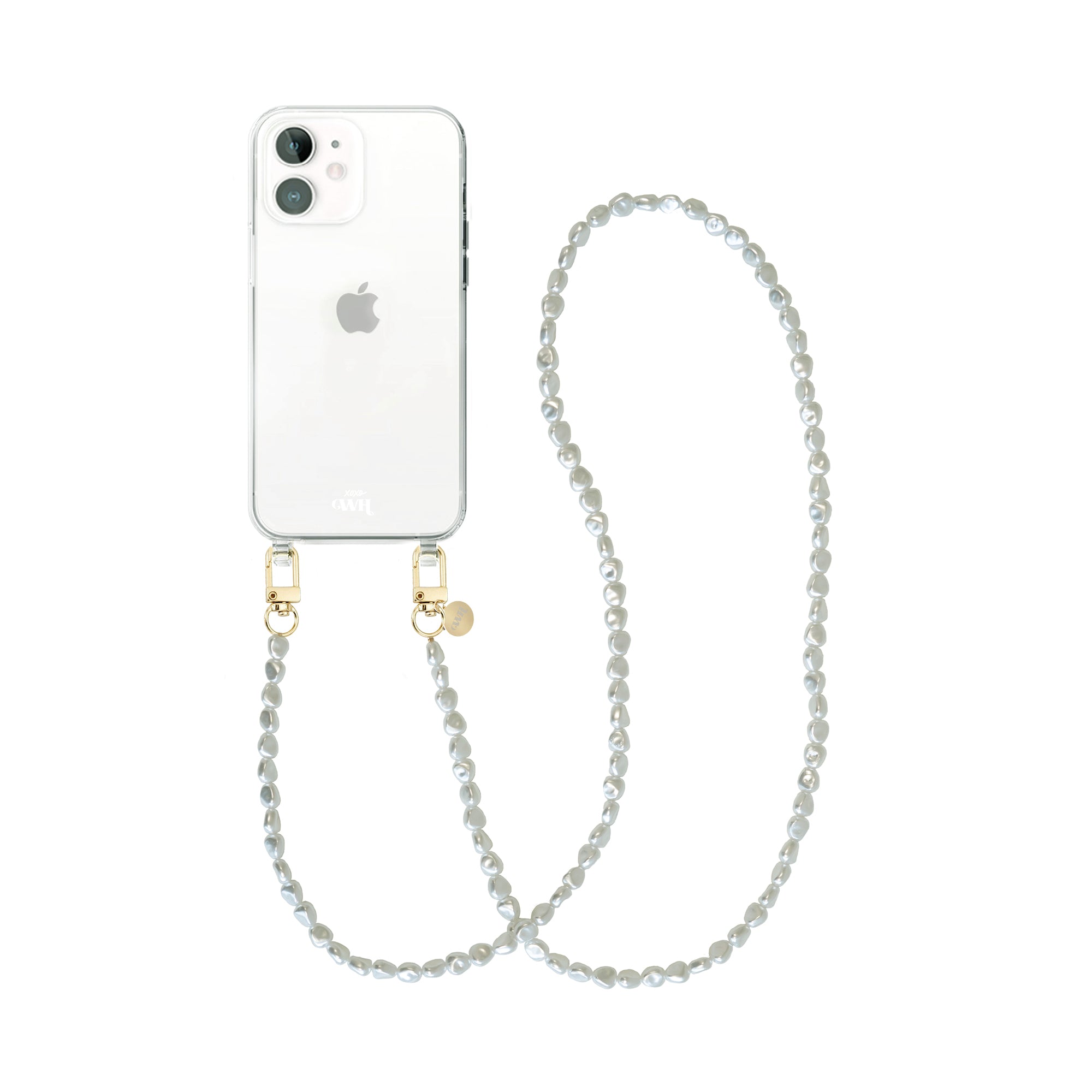 xoxo Wildhearts - iPhone 12 - Pearlfection Transparant Cord Case - Long cord