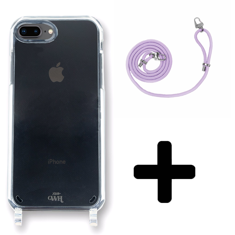 xoxo Wildhearts - iPhone 7/8 Plus - Wildhearts Transparante case + paarse koord