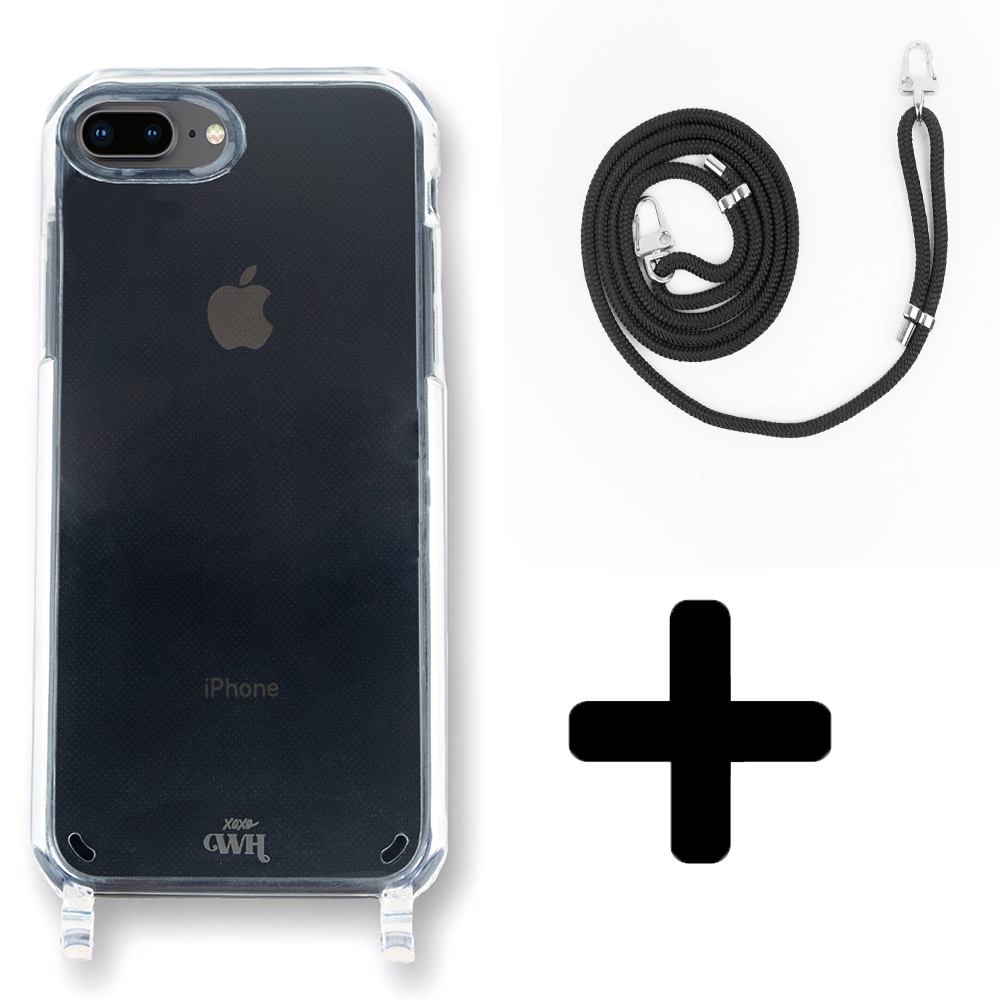 xoxo Wildhearts - iPhone 7/8 Plus - Wildhearts Transparante case + Zwarte koord
