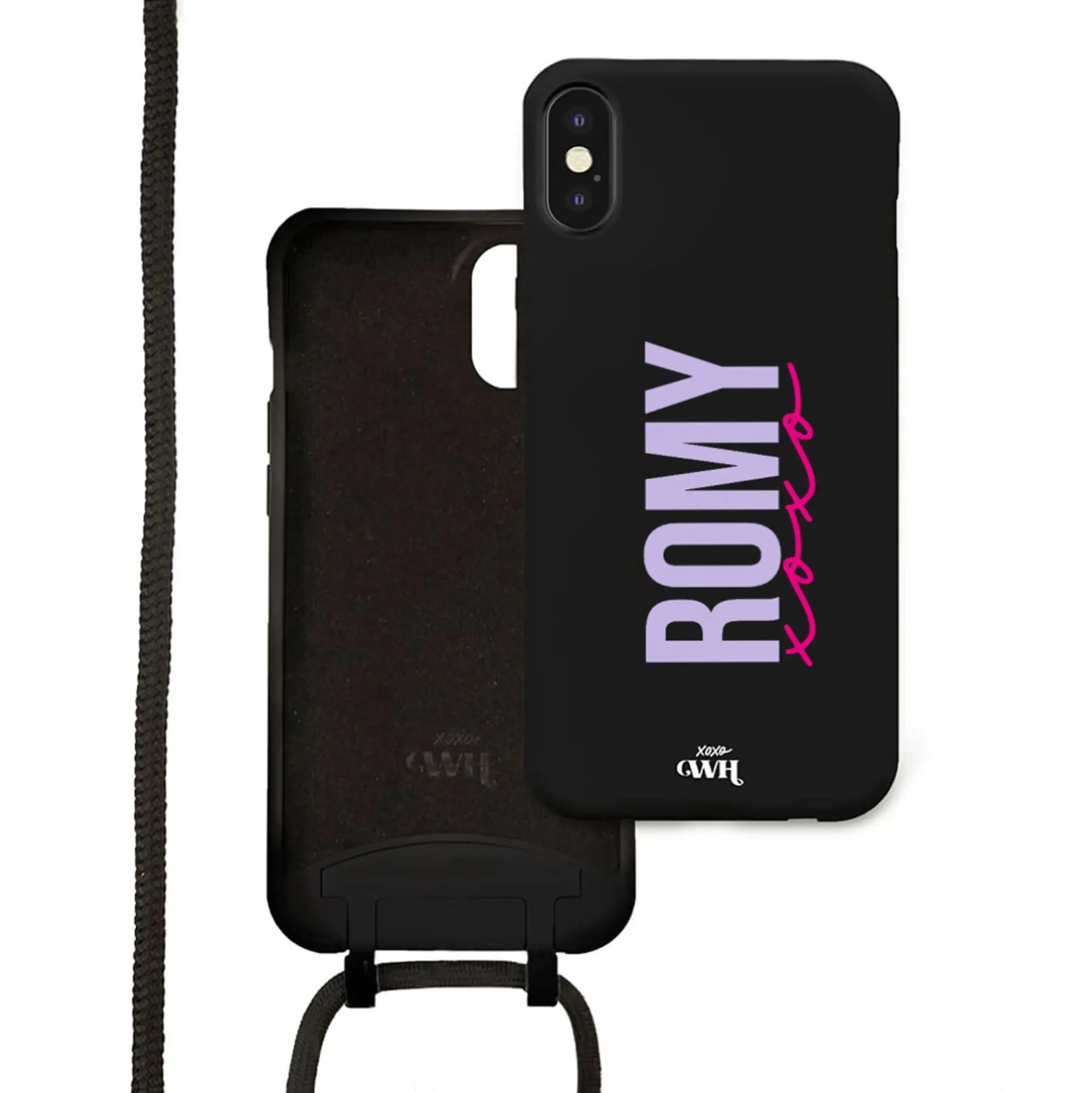 xoxo Wildhearts - iPhone X/XS - Black Personalized Cord Case