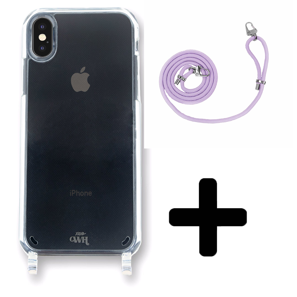 xoxo Wildhearts - iPhone X/XS - Wildhearts Transparante case + paarse koord