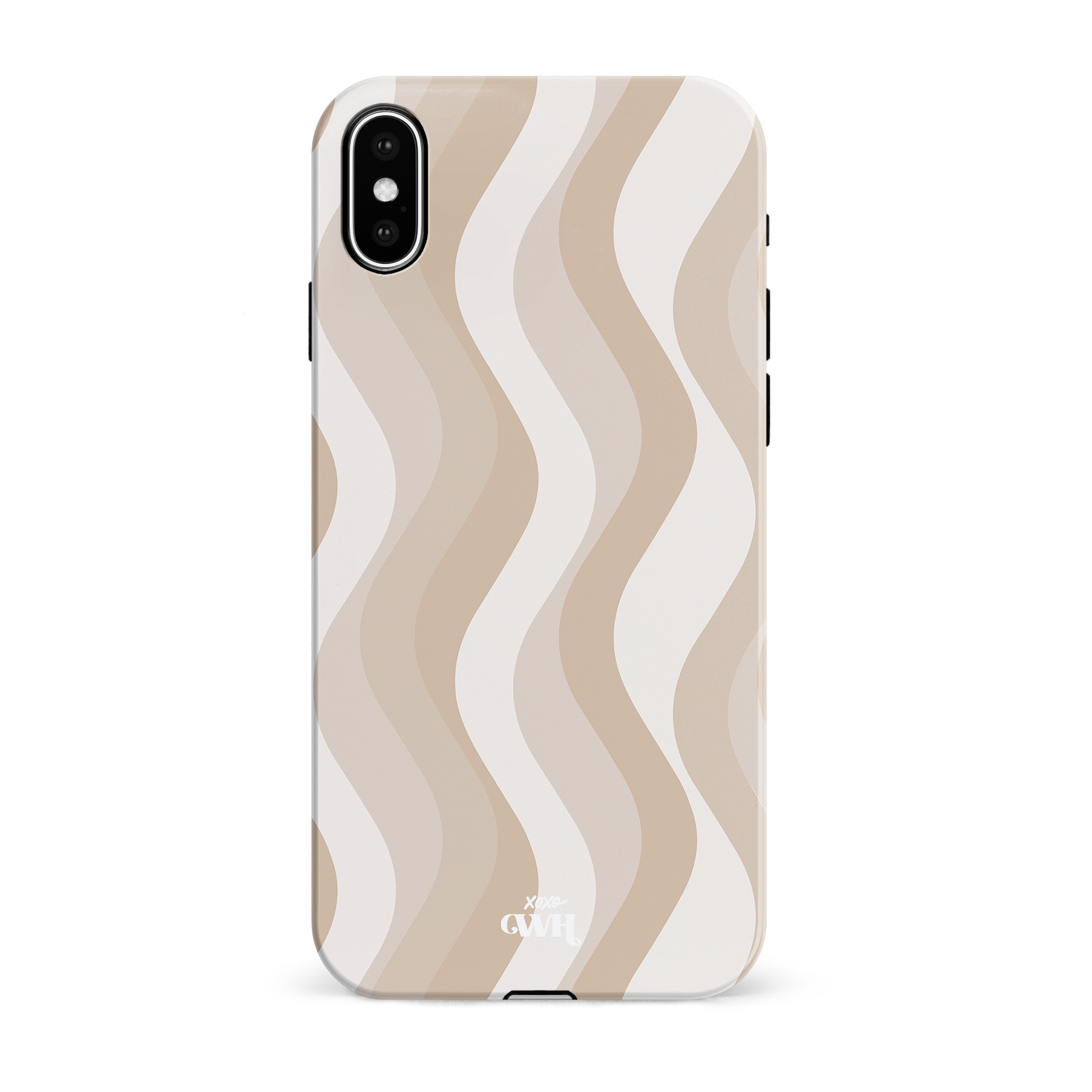Minimal Nude iPhone X/XS hoesje met golvend patroon in beige en crème tinten, glossy afwerking.