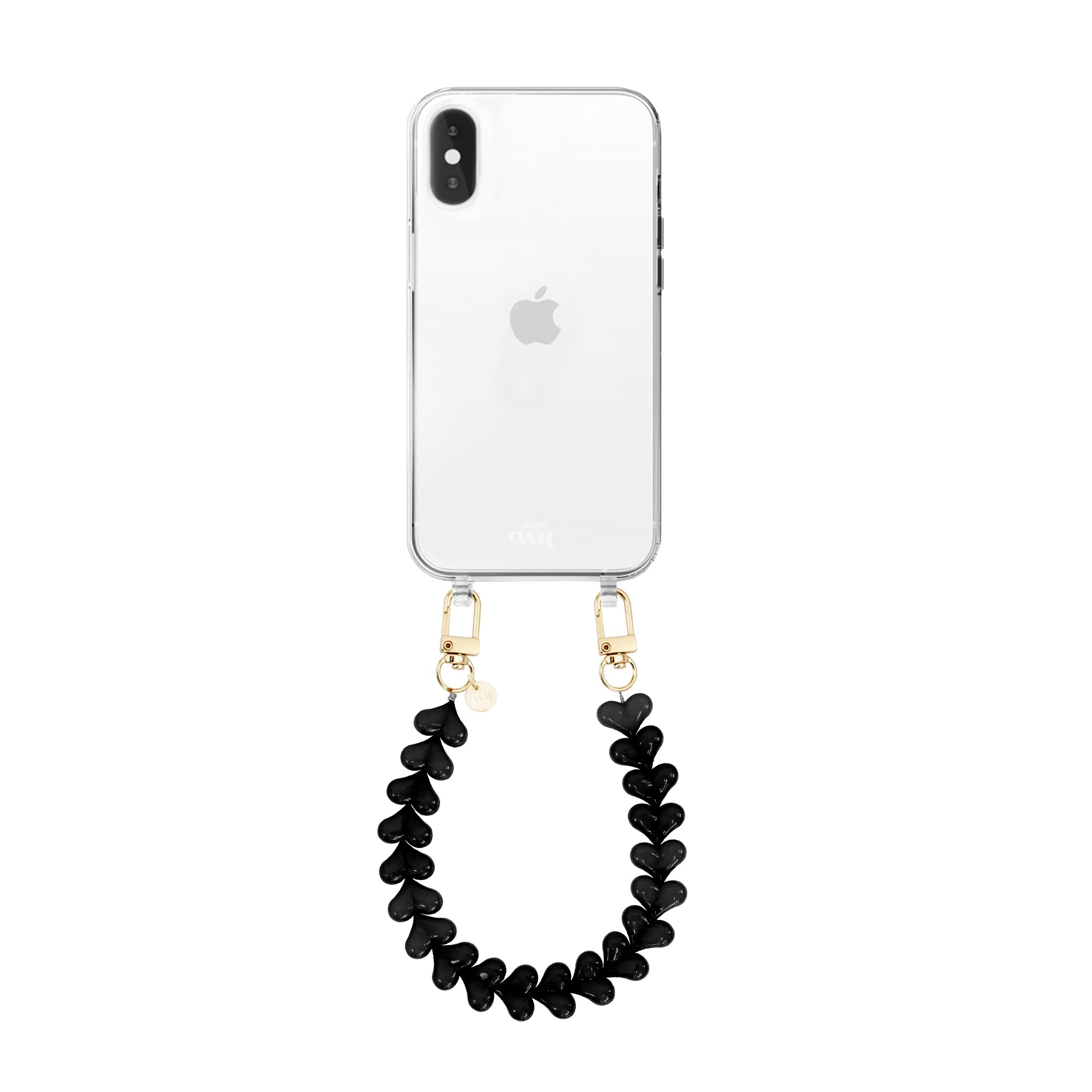 xoxo Wildhearts iPhone X/XS - Funky Hearts (Black) Transparant Cord Case