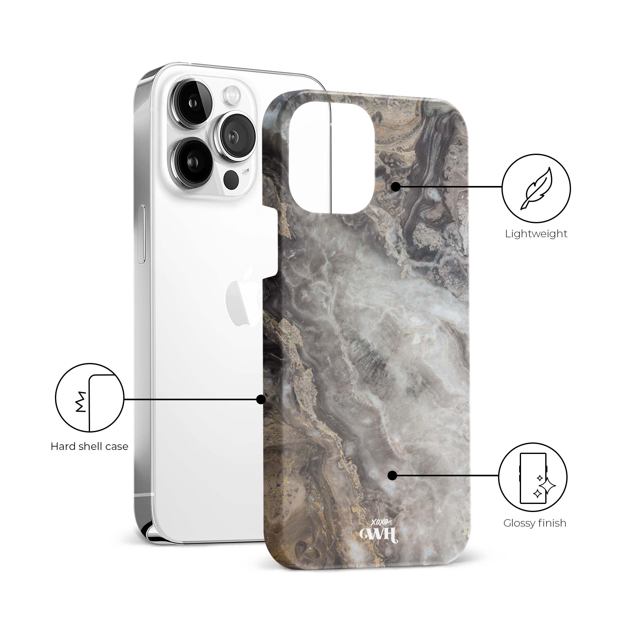 xoxo Wildhearts - Marble Grey River - iPhone 14 Pro