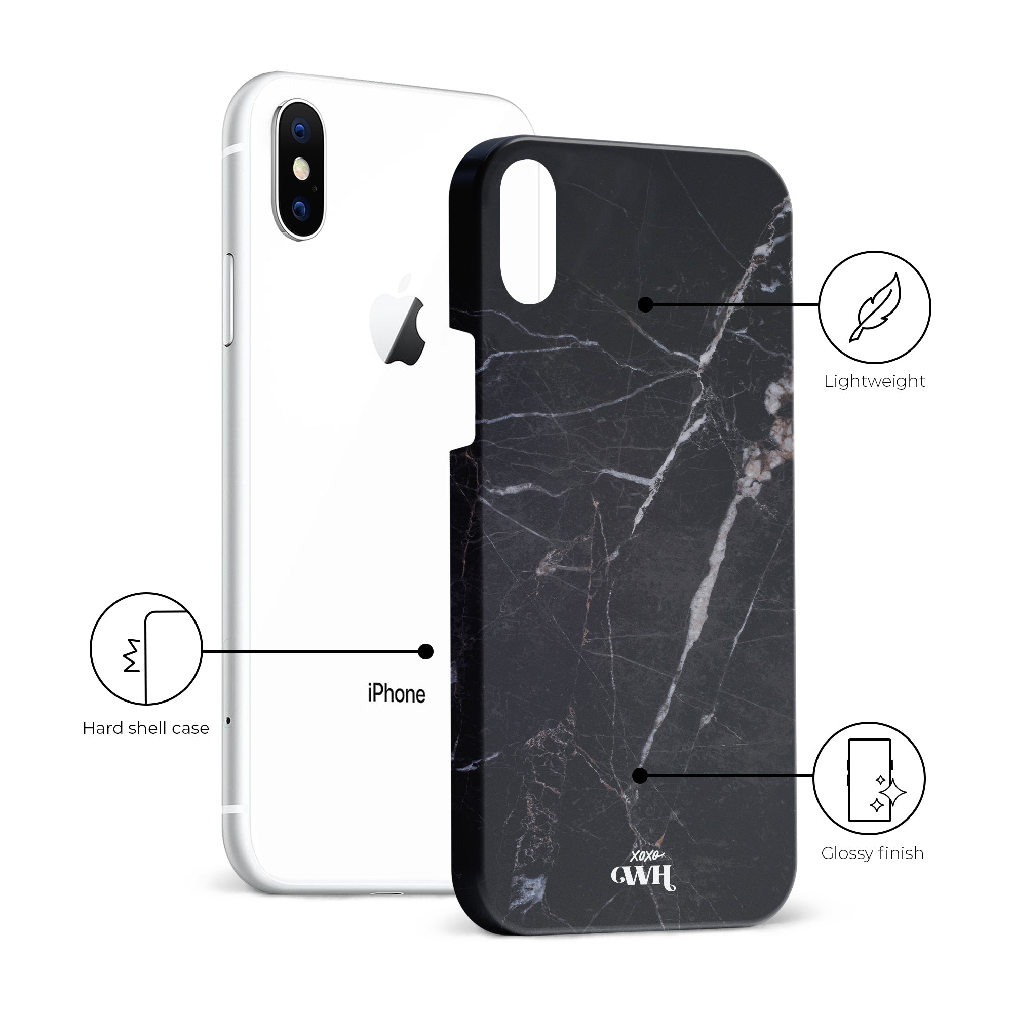 xoxo Wildhearts - Marble Black Mood - iPhone X/XS