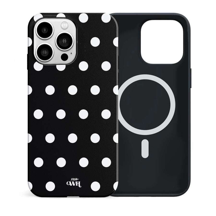 Polka Dots (Black) MagSafe - Double Layer - iPhone 14 Pro Max