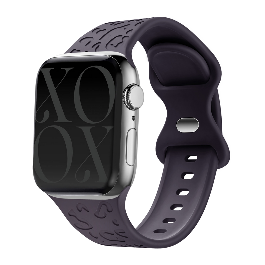 xoxo Wildhearts - Apple Watch siliconen bandje Leopard Print - dark cherry - 44/45/46/49mm