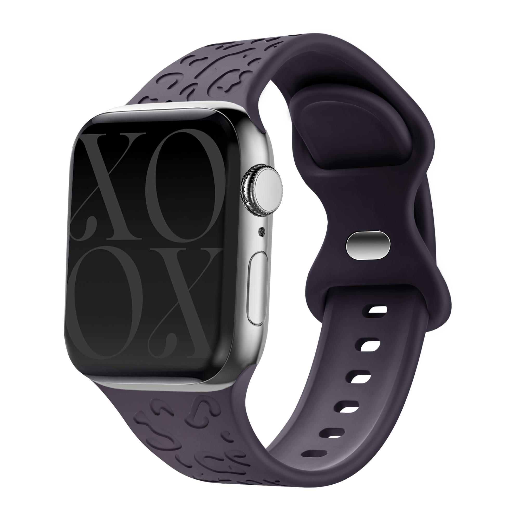 xoxo Wildhearts - Apple Watch siliconen bandje Leopard Print - dark cherry