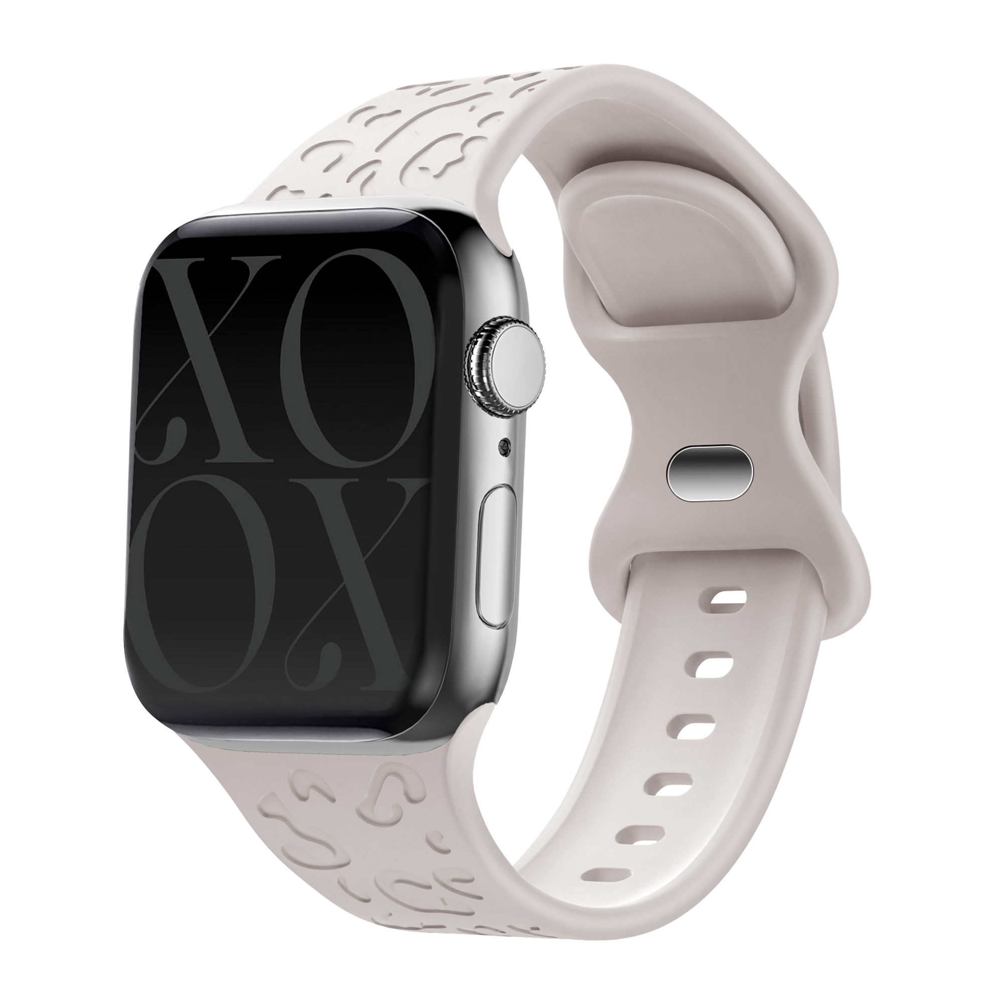 xoxo Wildhearts - xoxo Wildhearts Sterrenlicht Bundel - 2x Luxe band geschikt voor Apple Watch bandje - Series 1/2/3/4/5/6/7/8/9/10/SE - Maat: 38 mm / 40 mm / 41 mm / 42 mm - Milanese band en Siliconen band met Luipaard Patroon - iWatch bandje - Starlight