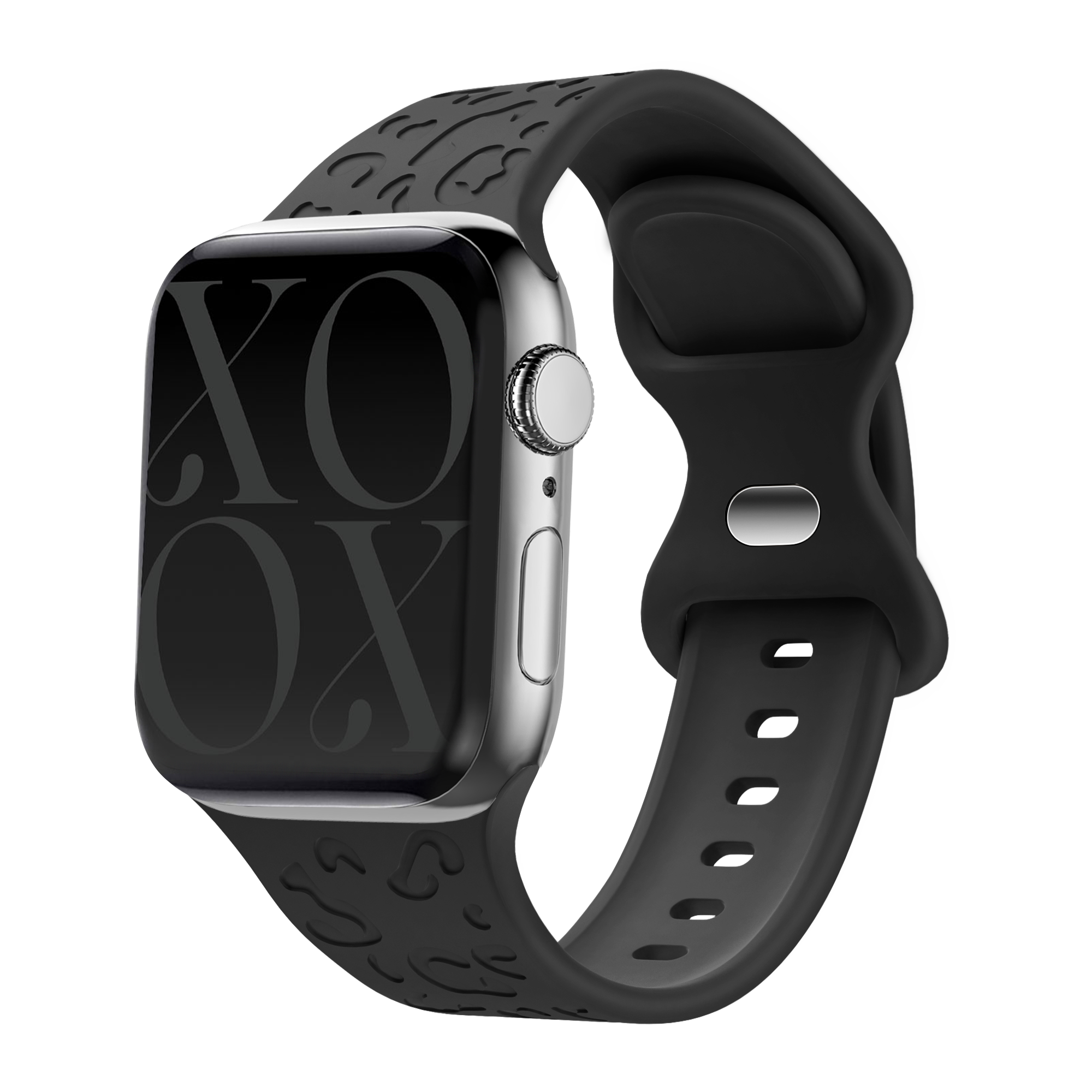 xoxo Wildhearts - xoxo Wildhearts Bundel Zwart - 2x Luxe band geschikt voor Apple Watch bandje - Series 1/2/3/4/5/6/7/8/9/10/SE - Maat: 38 mm / 40 mm / 41 mm / 42 mm - Milanese band en Siliconen band met Luipaard Patroon - iWatch bandje - Horlogeband - Zwart