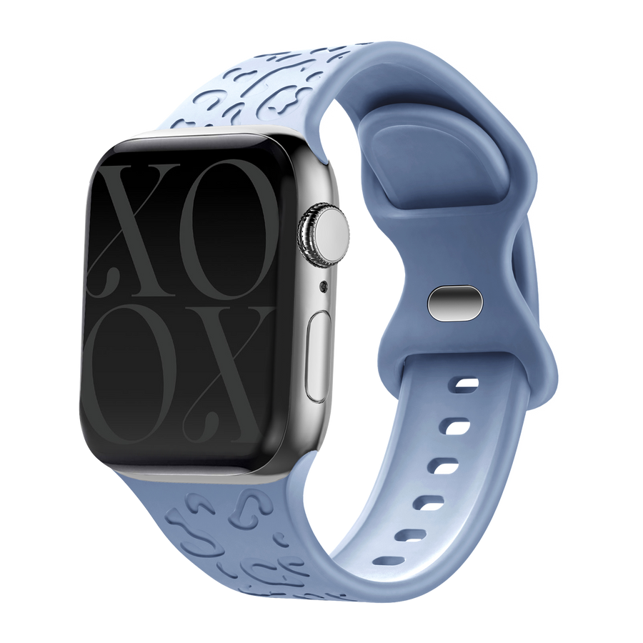 xoxo Wildhearts - Apple Watch siliconen bandje Leopard Print - light blue - 38/40/41/42mm